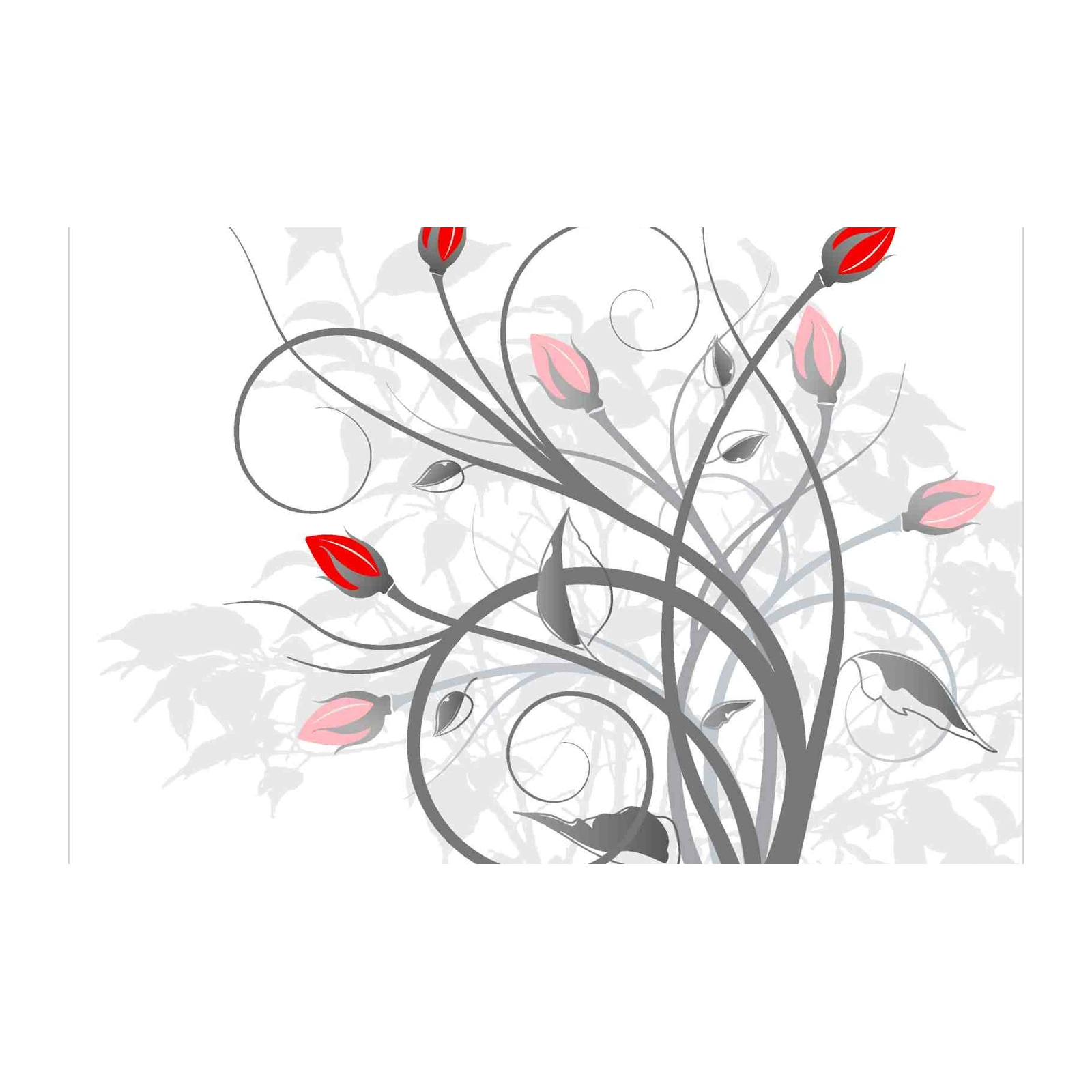 Red Floral Swirl Wall Art