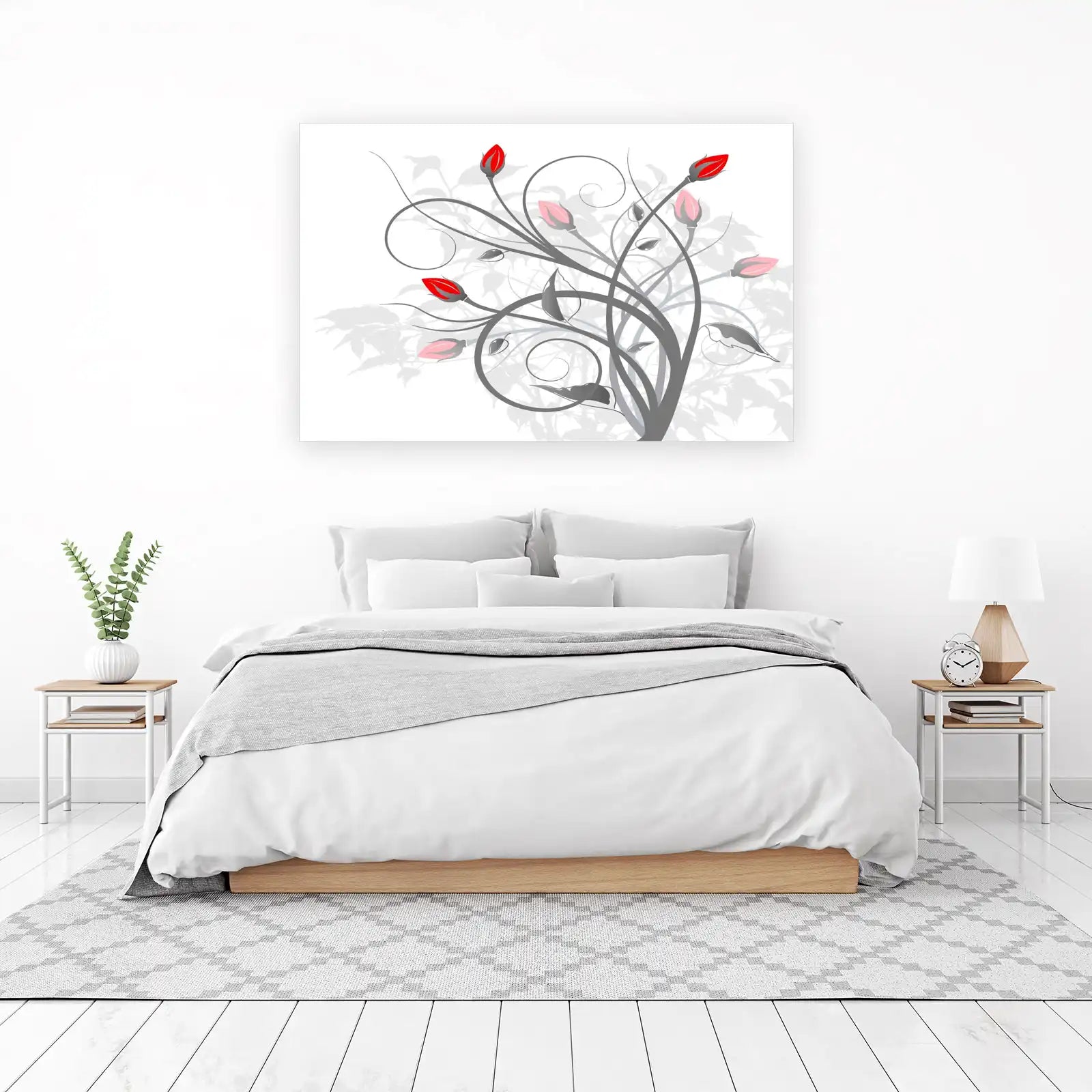 Red Floral Swirl Wall Art