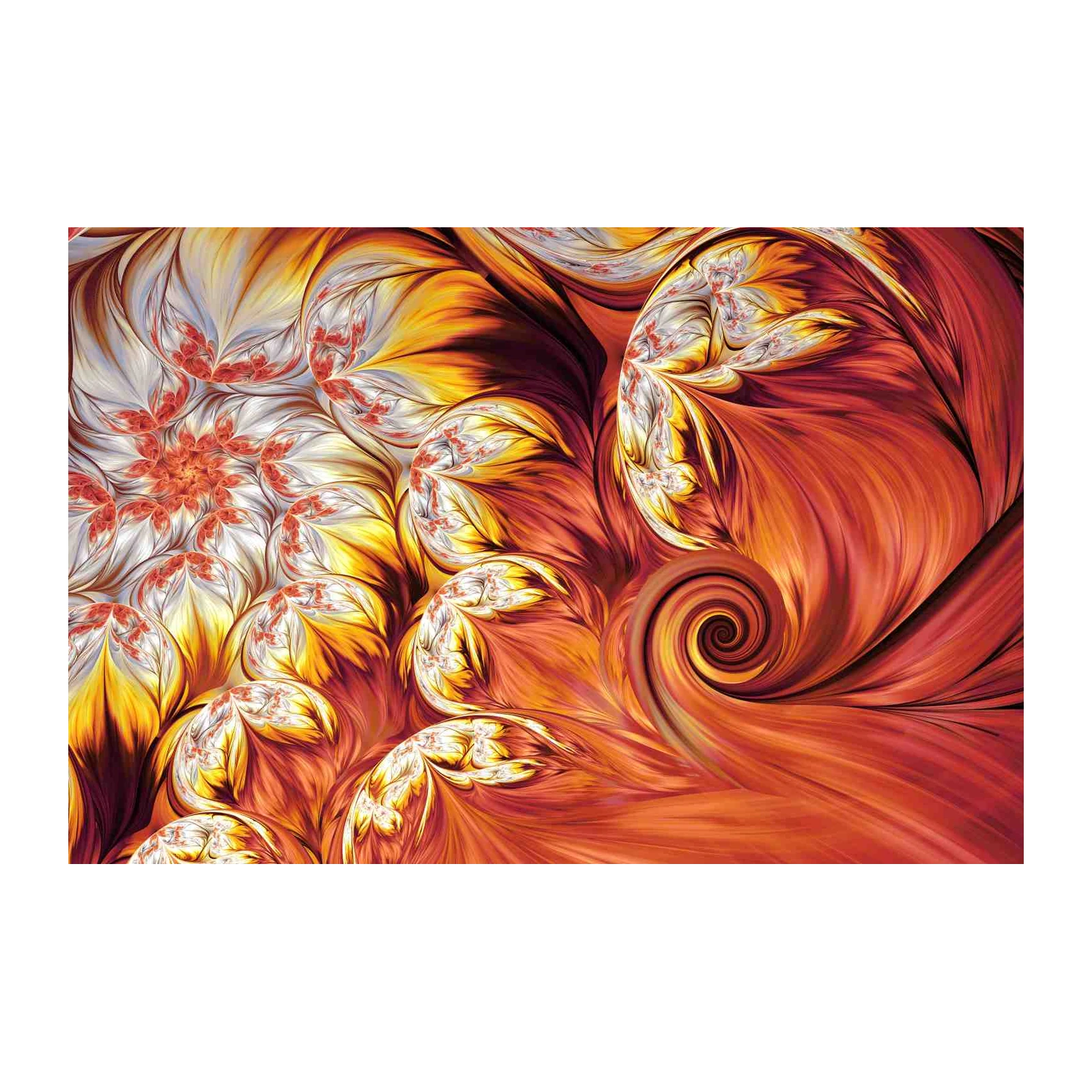 Fiery Fractal Bloom Abstract Wall Art