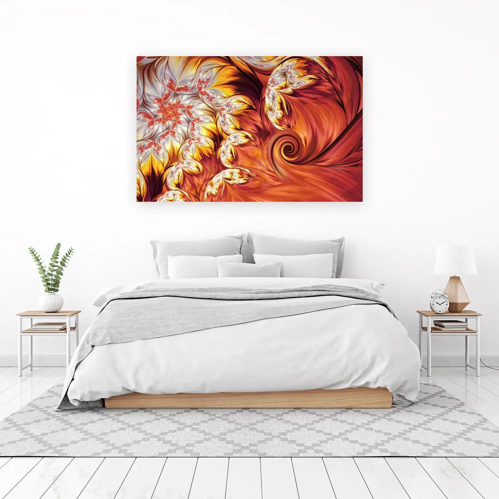 Fiery Fractal Bloom Abstract Wall Art