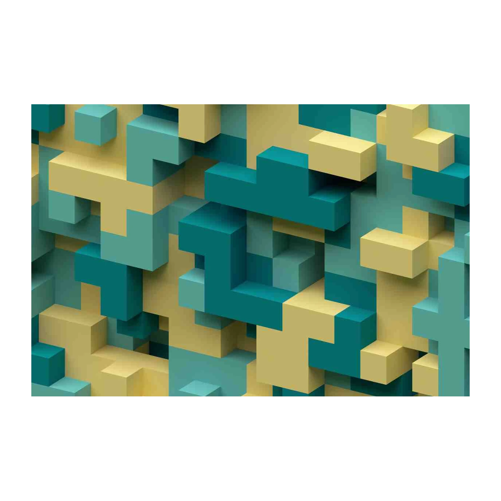 Abstract Geometric Teal & Gold Wall Art