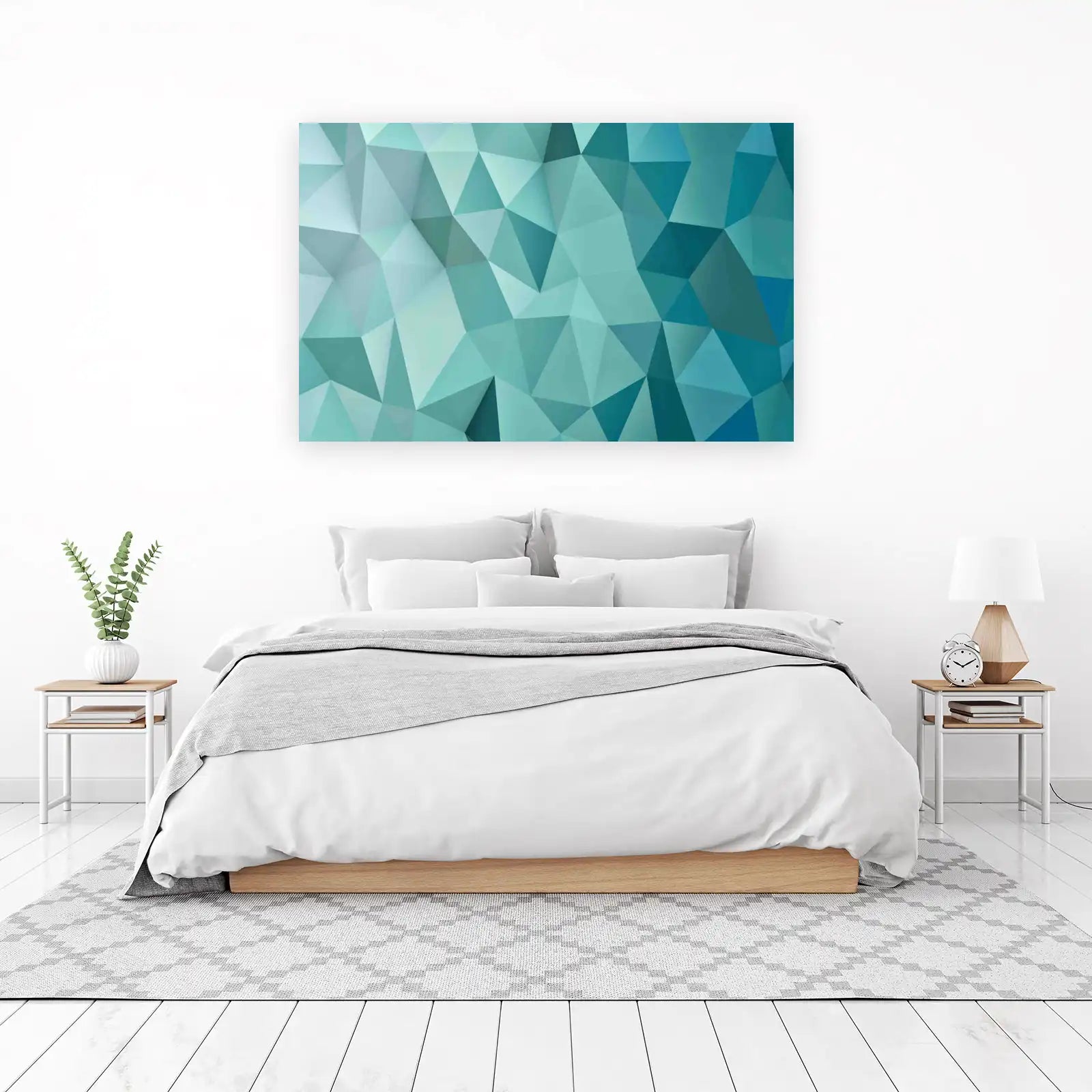 Geometric Teal Abstract Wall Art