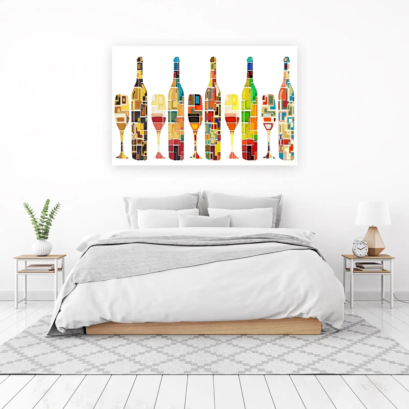 Vibrant Wine Bottles & Glasses Wall Art Art