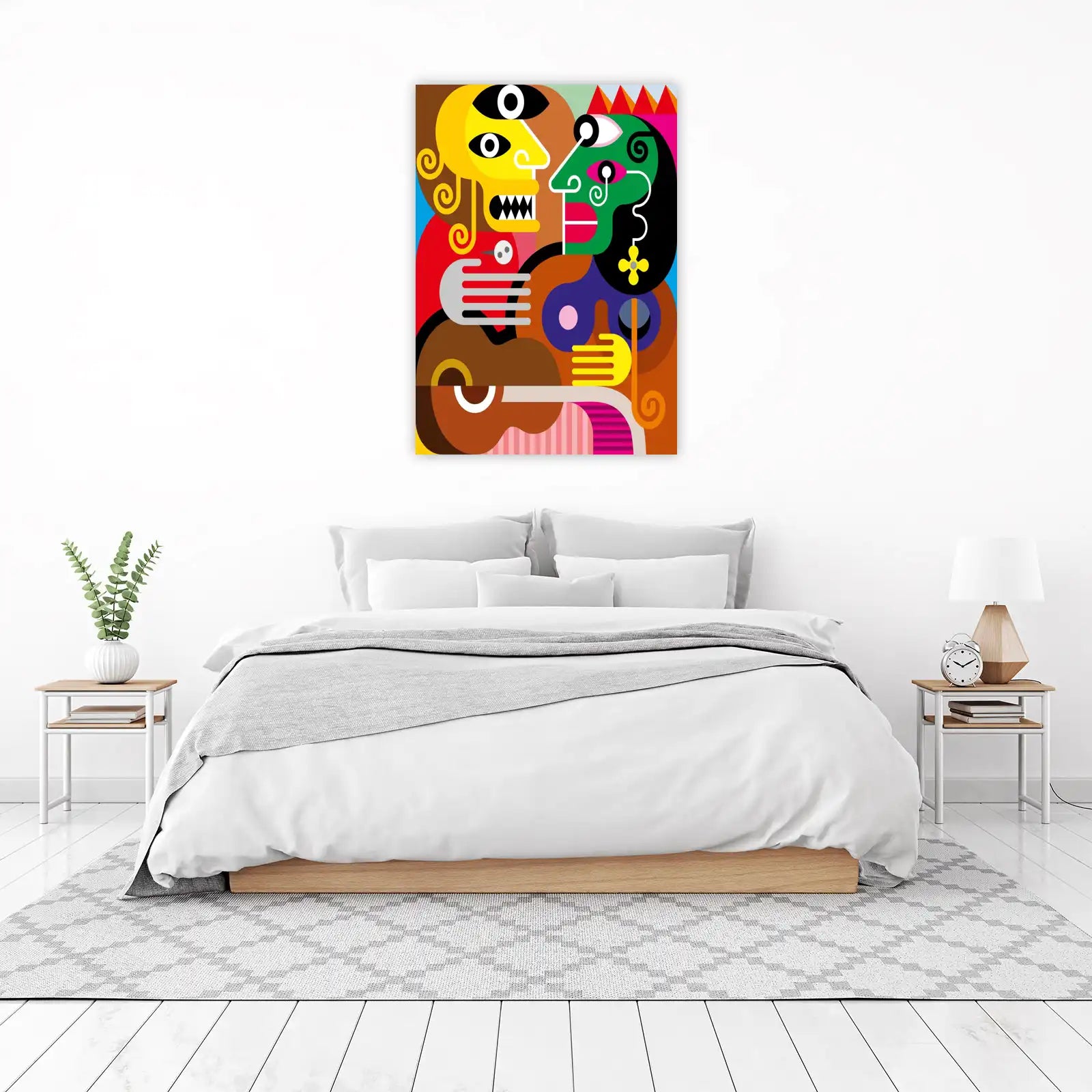 Vibrant Duo Geometric Portrait Wall Art