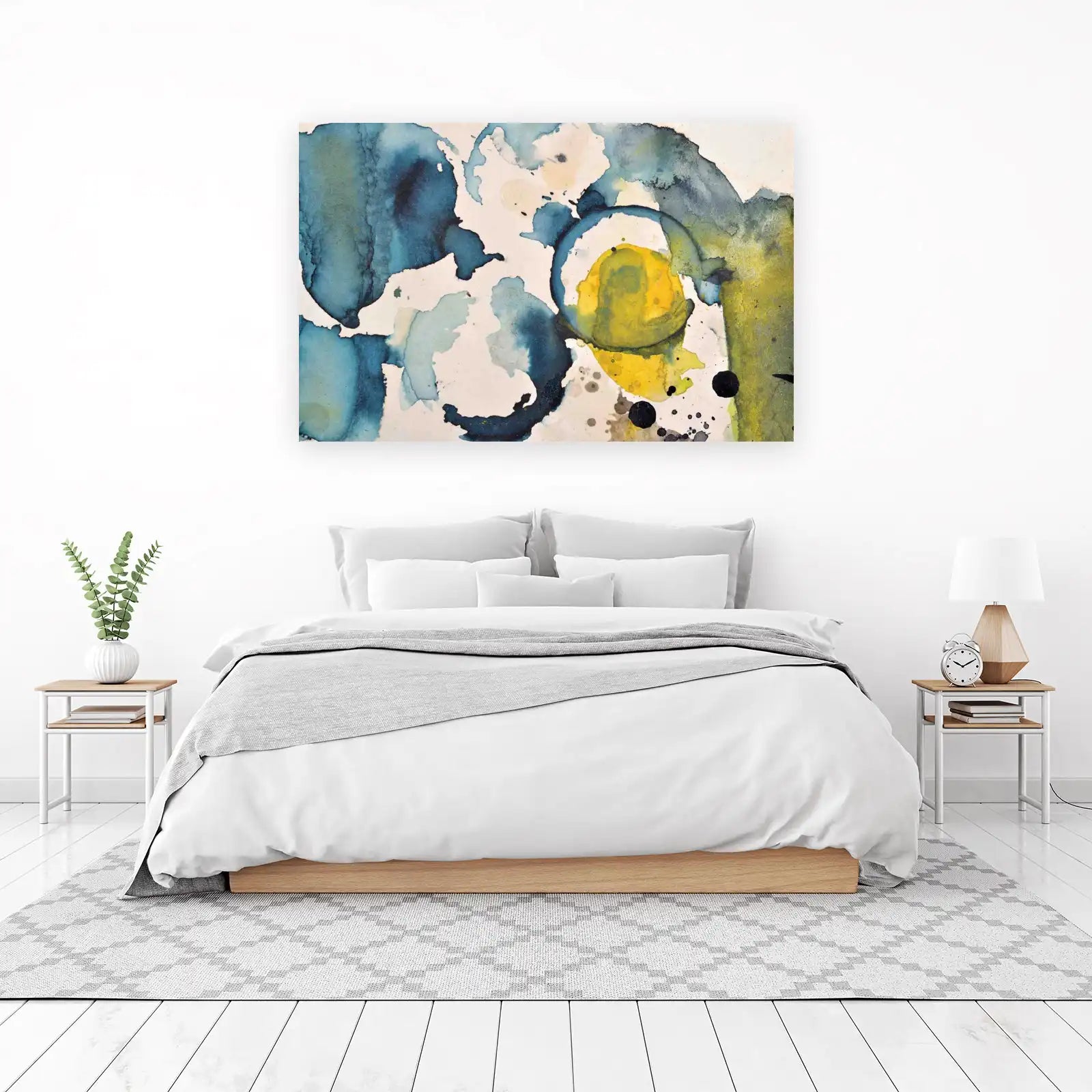 Abstract Watercolor Ocean & Sun Wall Art