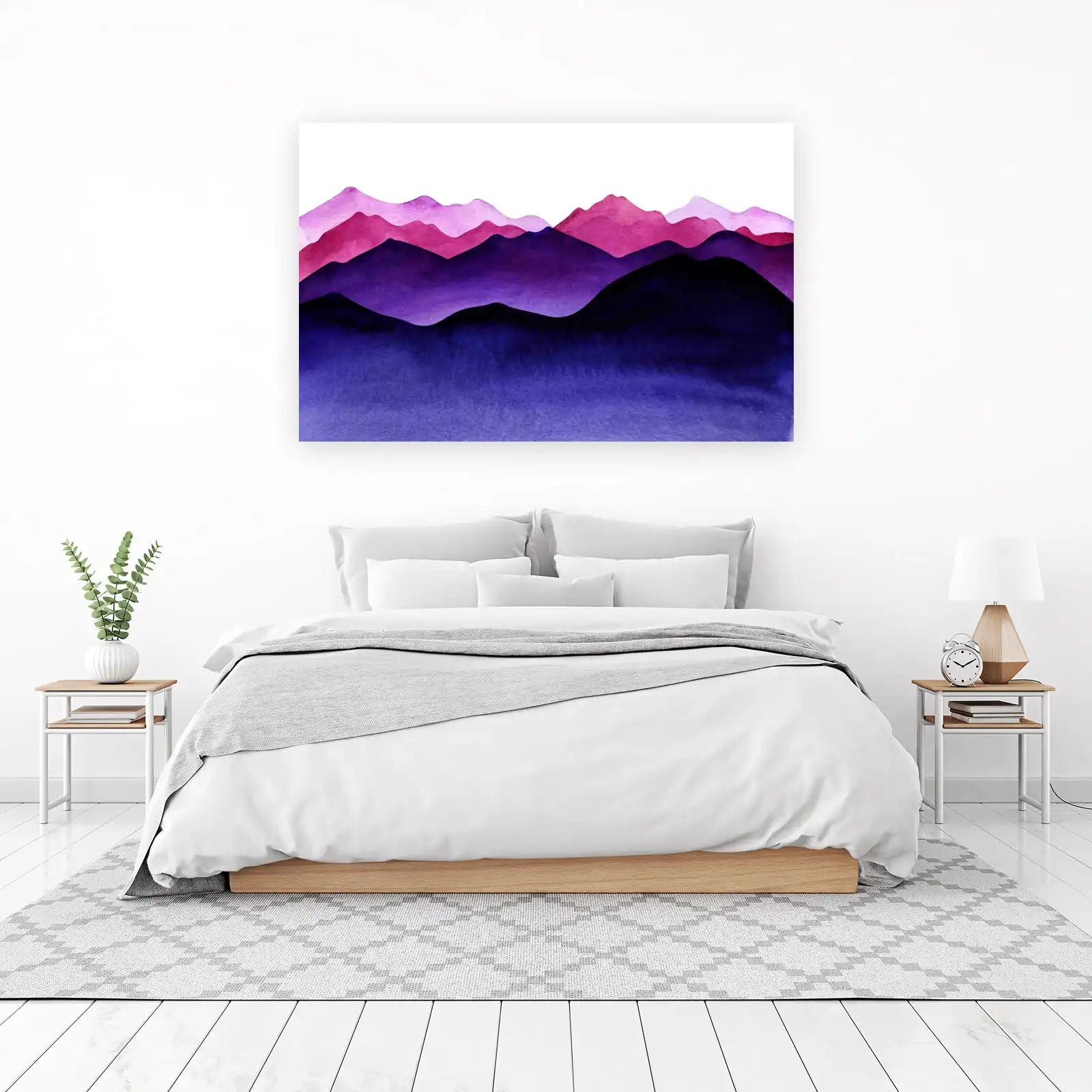 Purple Mountain Vista Watercolor Wall Art