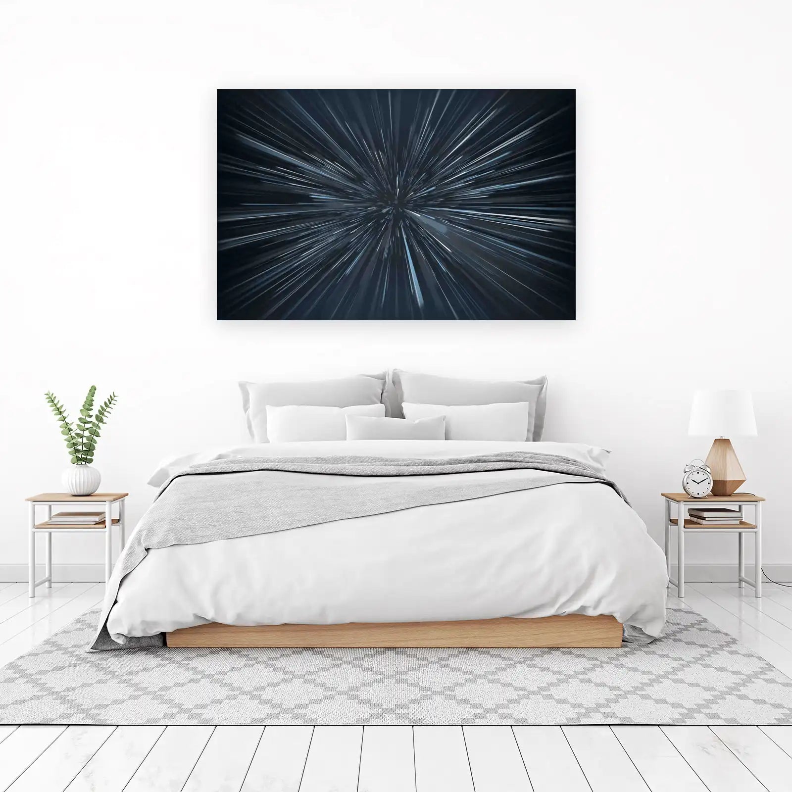 Abstract Speed Burst Dark Blue Wall Art