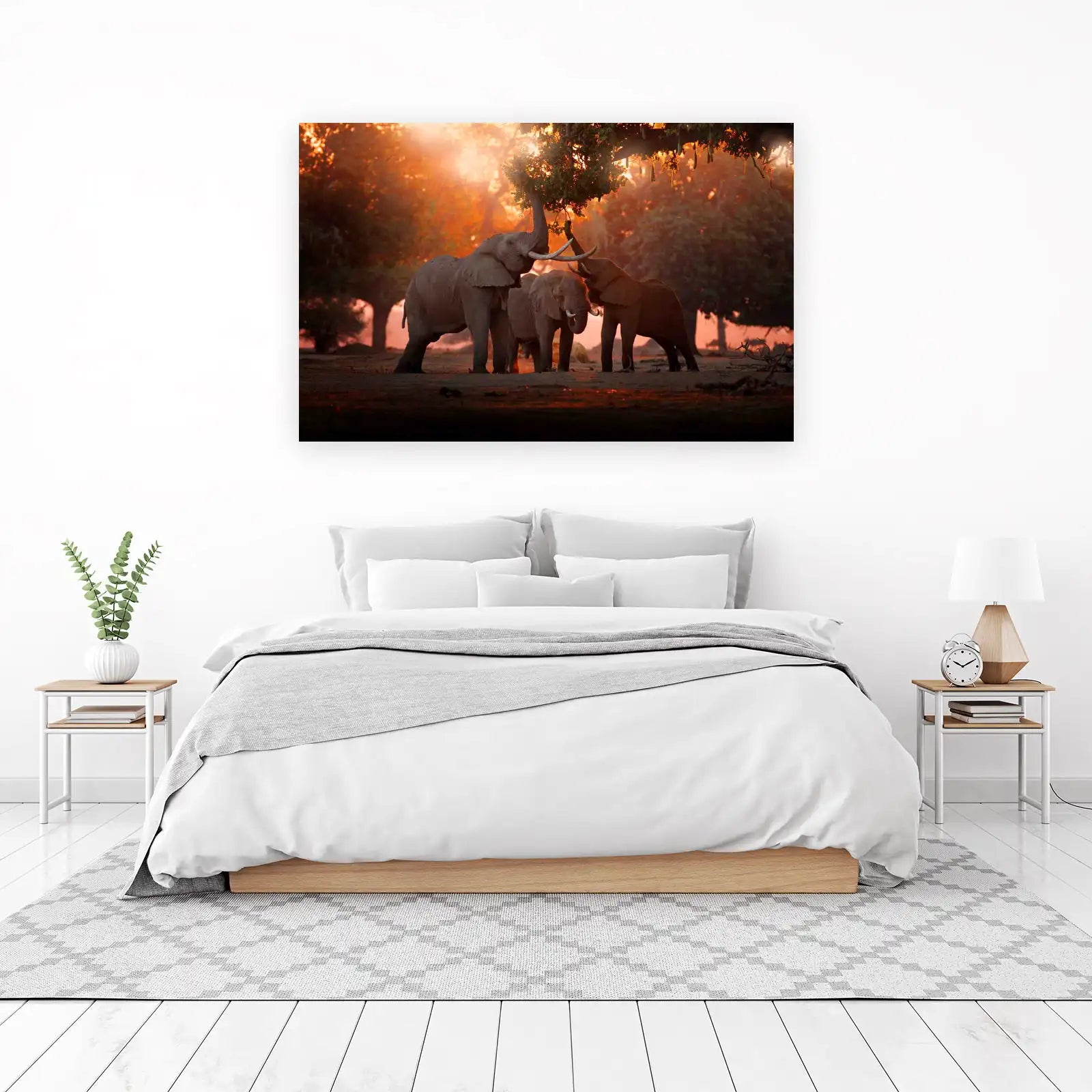 Majestic Elephants Sunset African Safari Wall Art