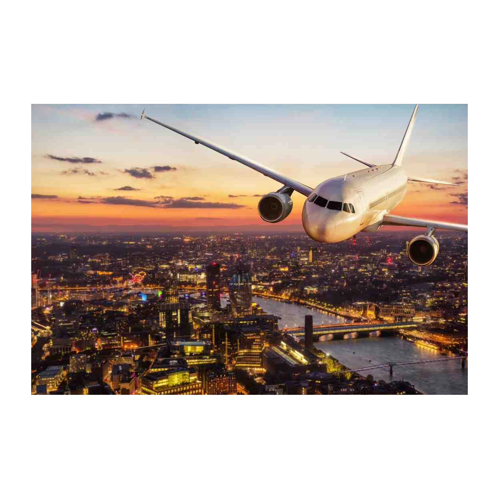 City Lights Airplane Ascent Wall Art