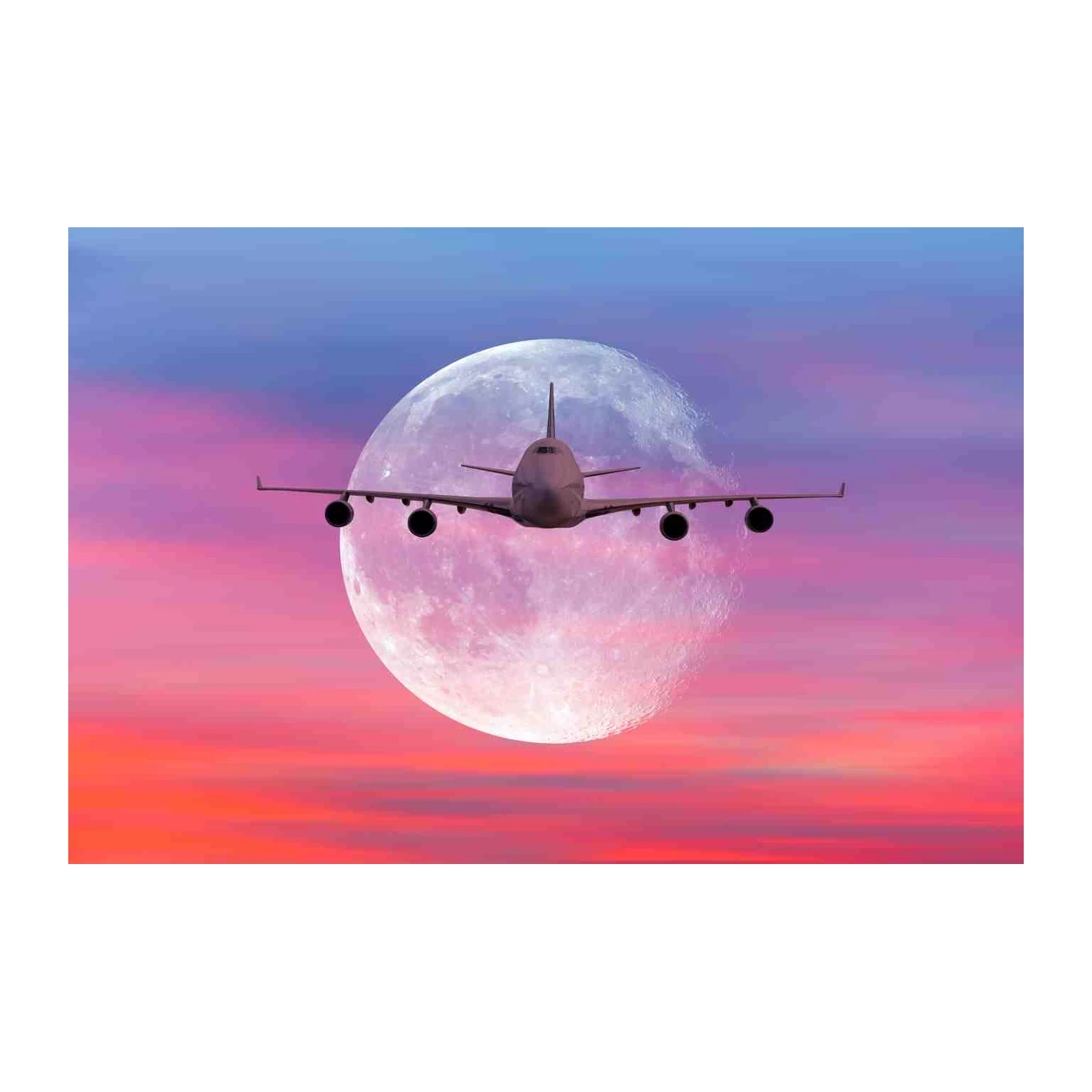 Airplane Moon Sky Wall Art