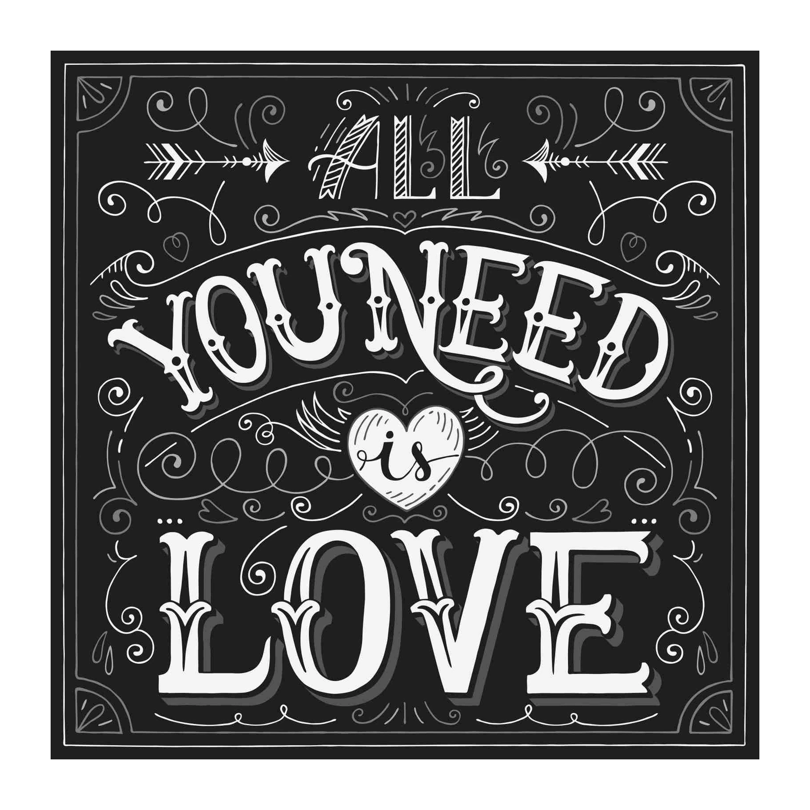 All You Need Is Love Chalkboard Art Wall Art