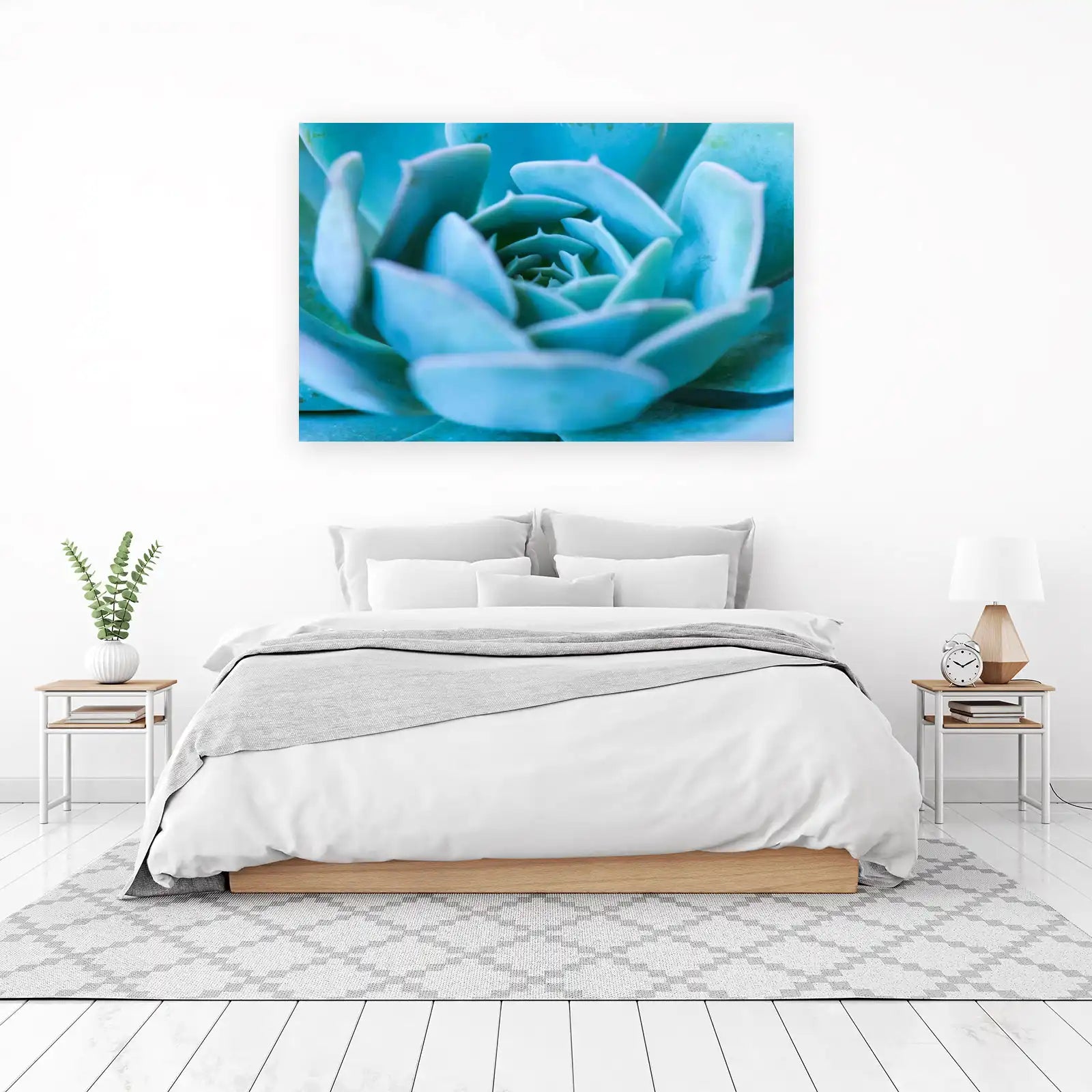 Serene Teal Succulent Abstract Wall Art