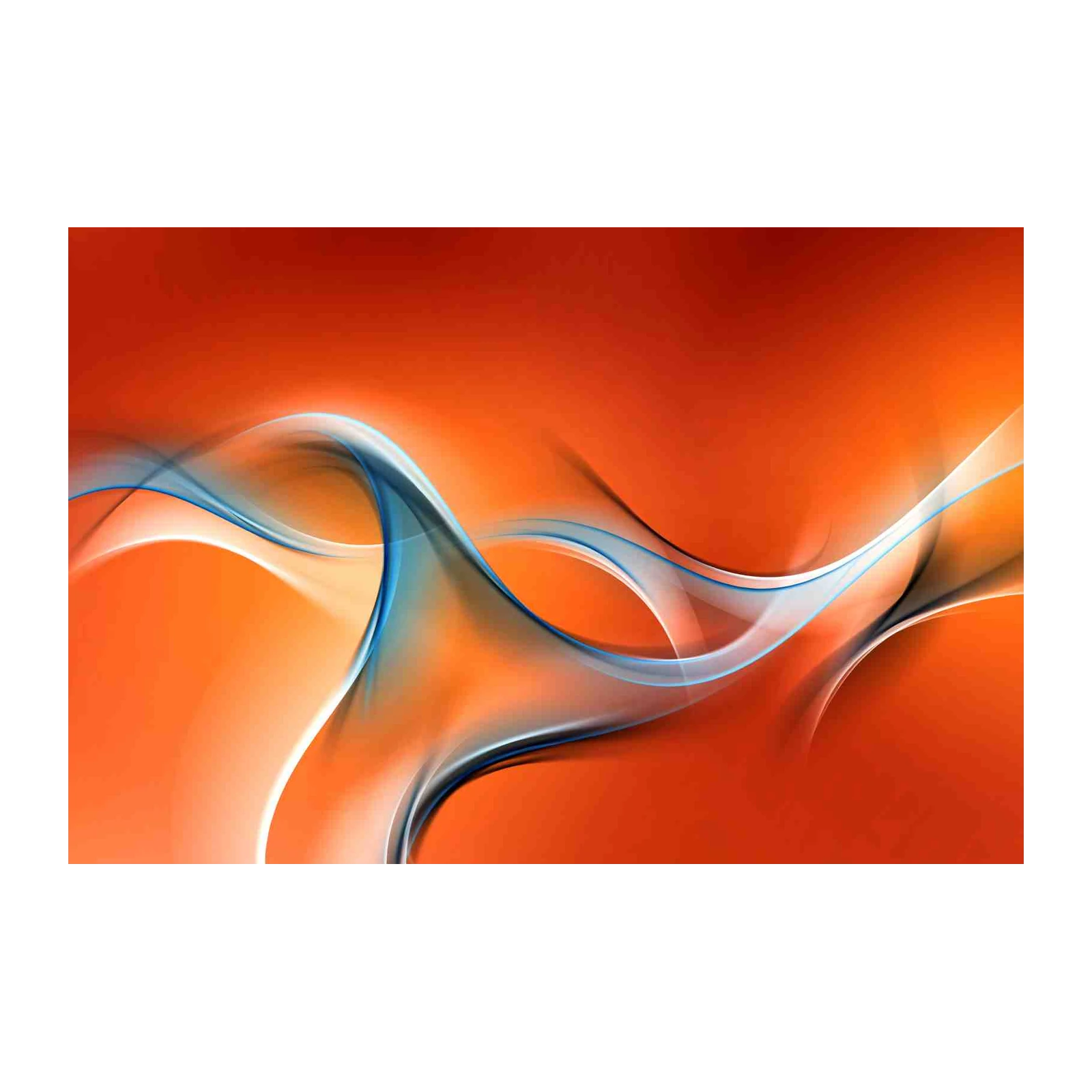 Abstract Flowing Waves Orange Blue Wall Art