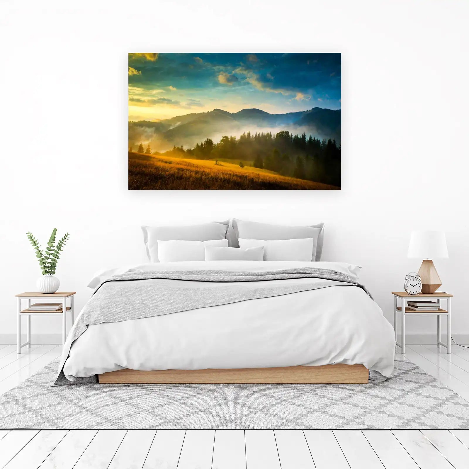 Misty Mountain Sunrise Landscape Wall Art