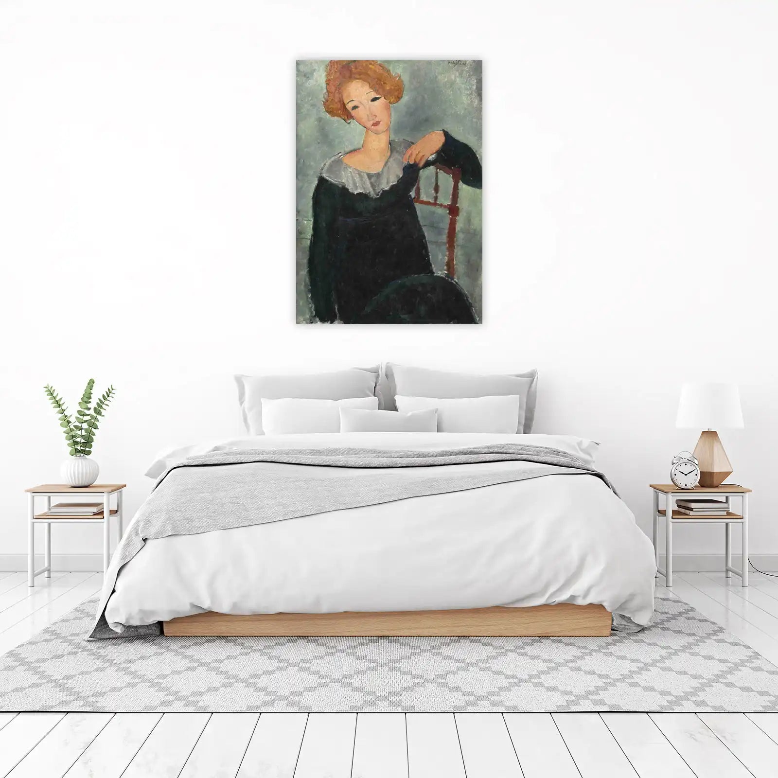 Elegant Woman Portrait Modigliani Style Wall Art