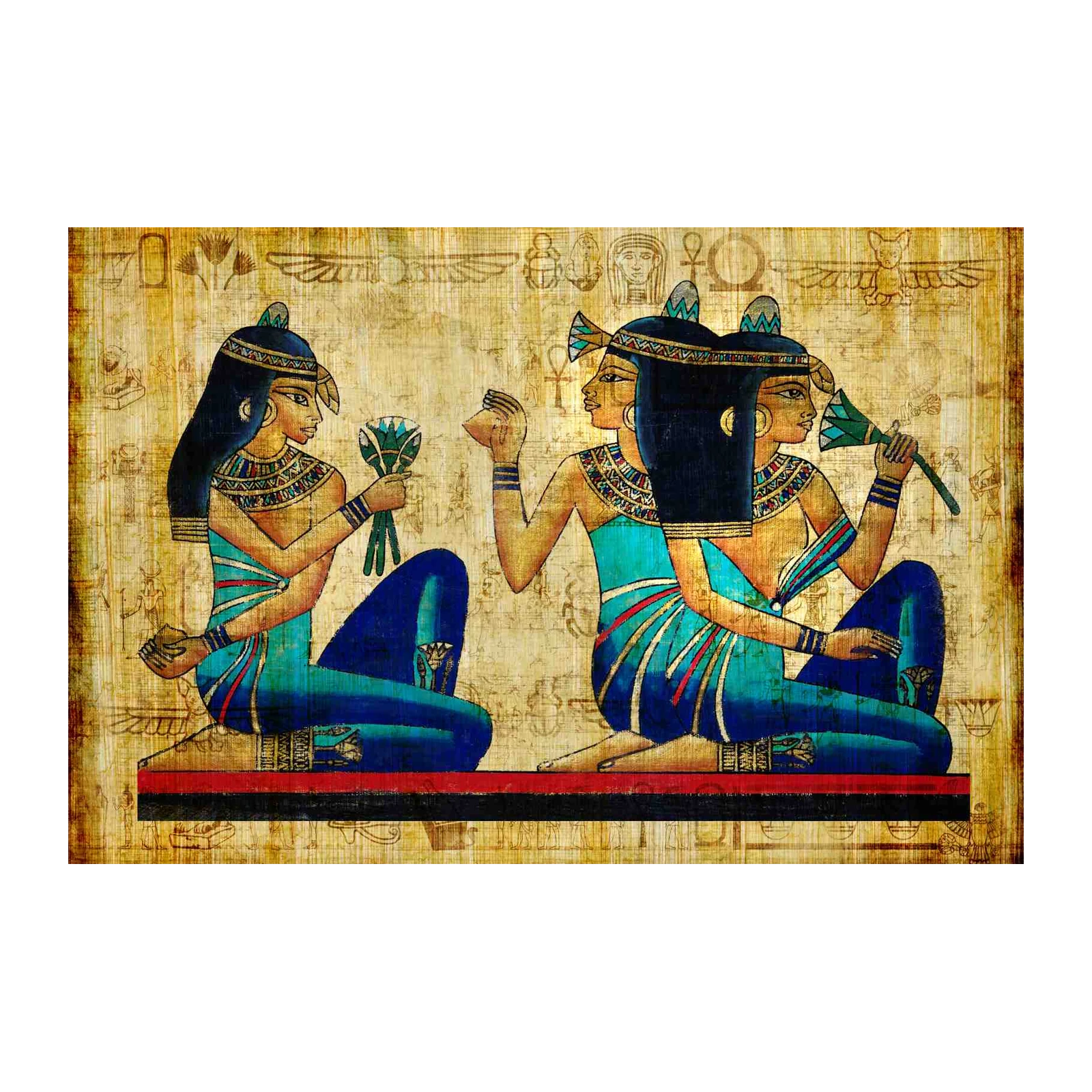 Ancient Egyptian Women Lotus Papyrus Wall Art
