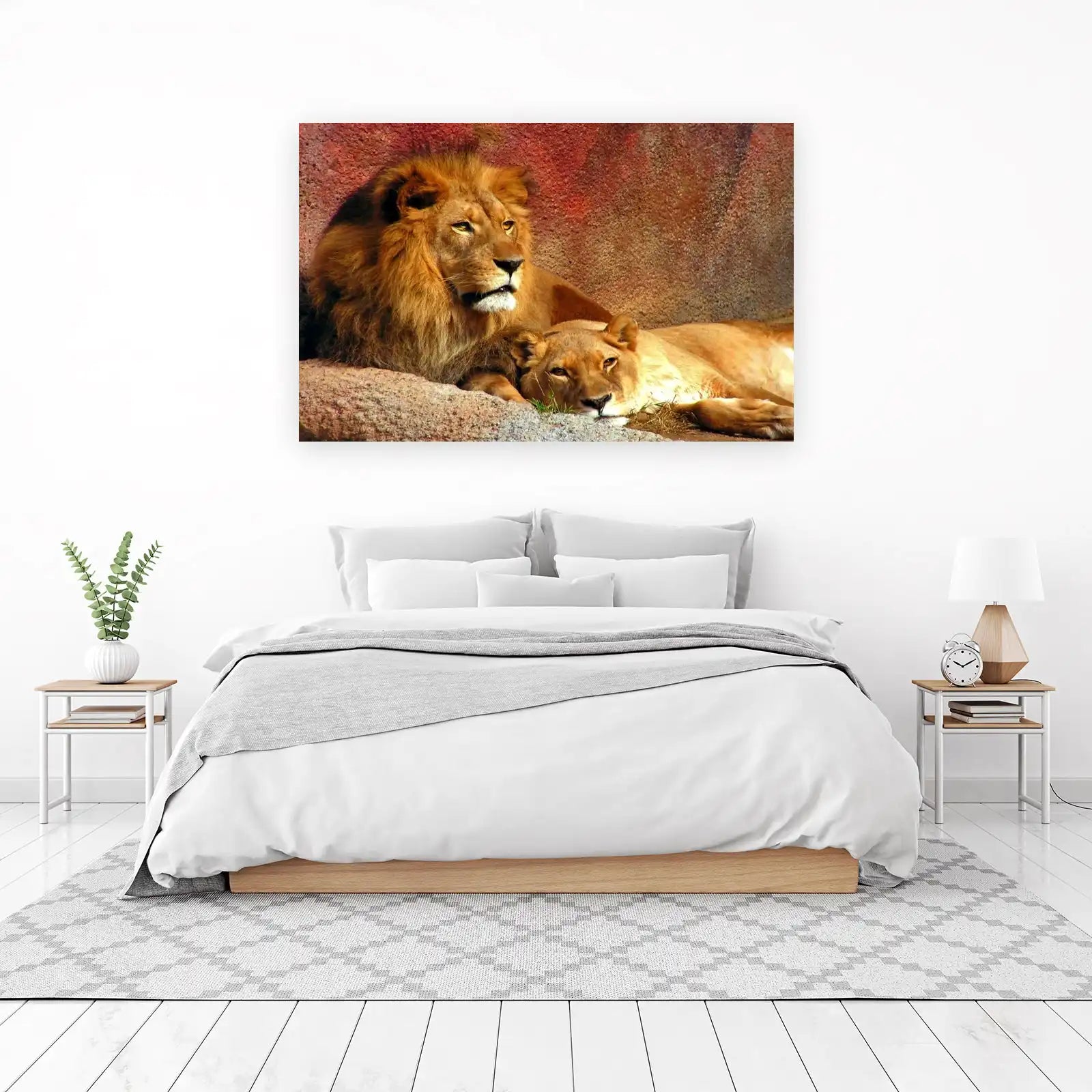 Majestic Lion Couple Wildlife Wall Art