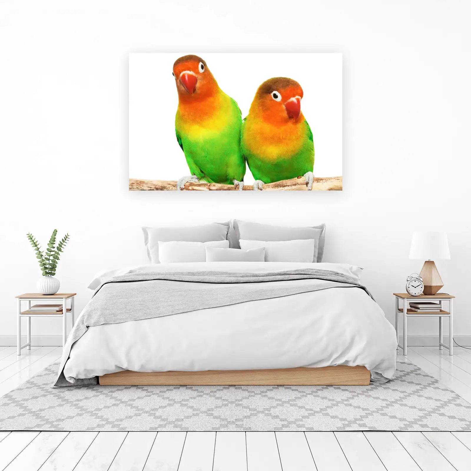 Charming Lovebird Pair Tropical Bird Wall Art