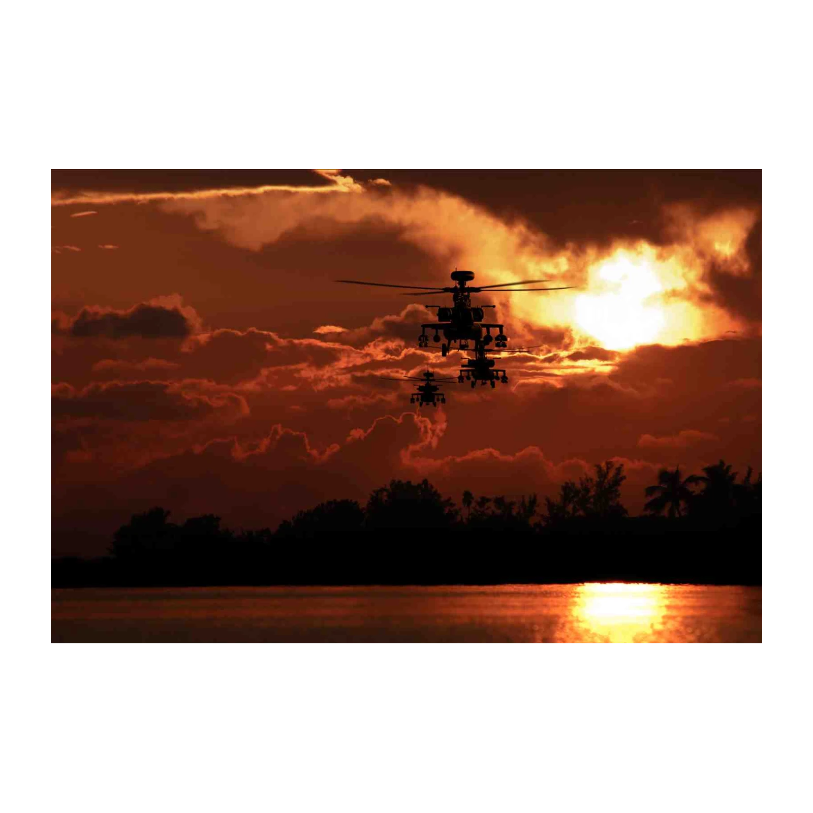Apache Helicopters Sunset Silhouette Wall Art