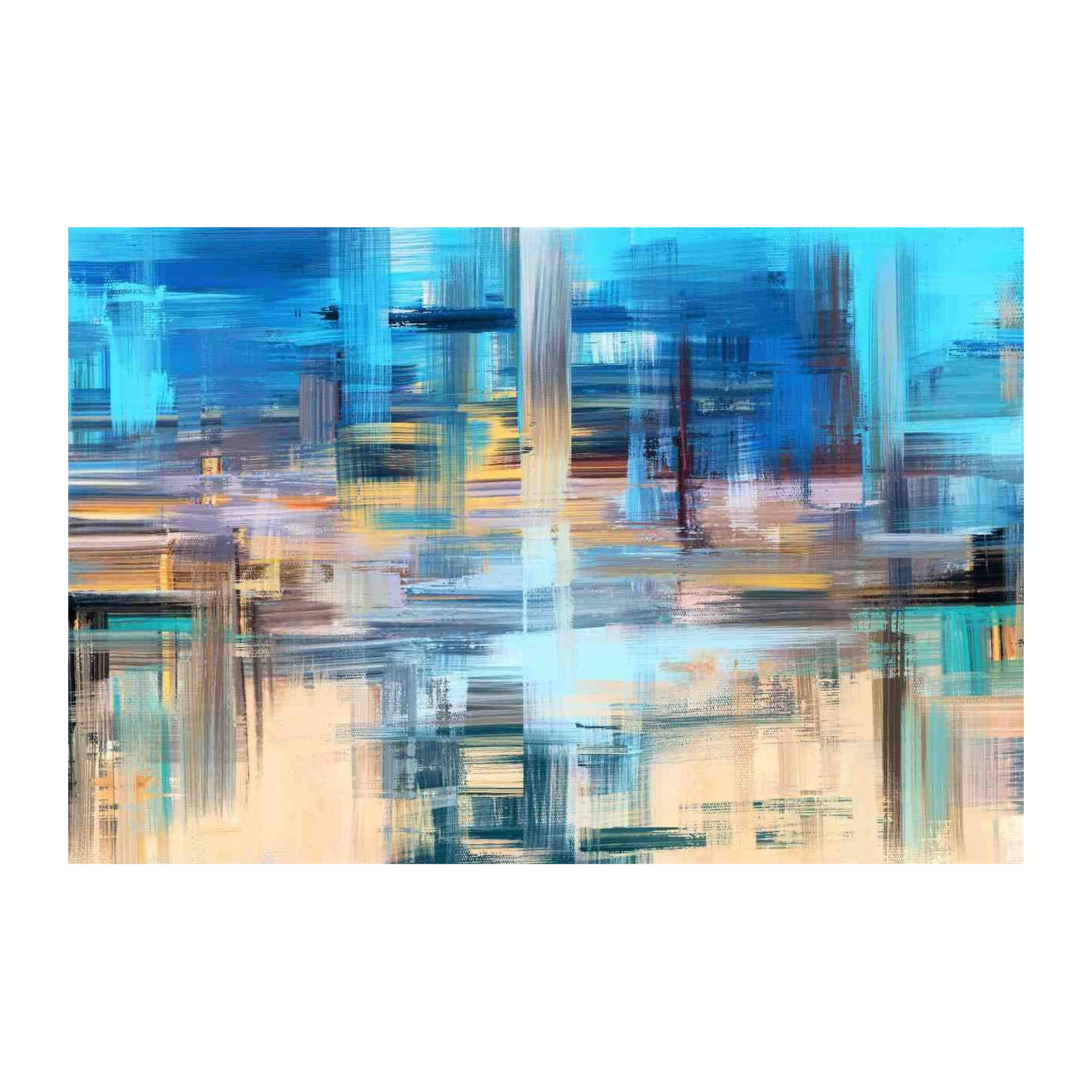 Abstract Cityscape Blue & Gold Wall Art