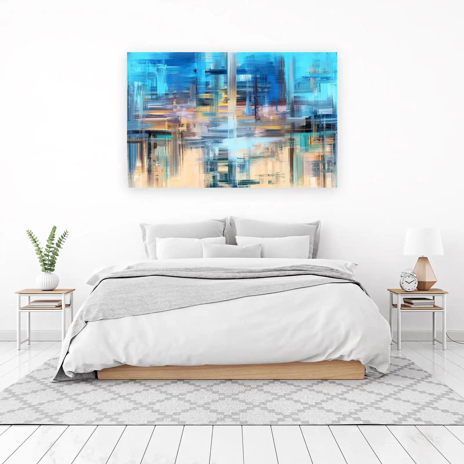 Abstract Cityscape Blue & Gold Wall Art