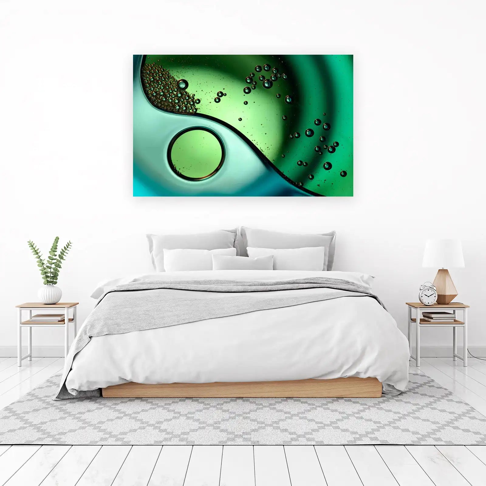 Emerald Bubbles Abstract Wall Art