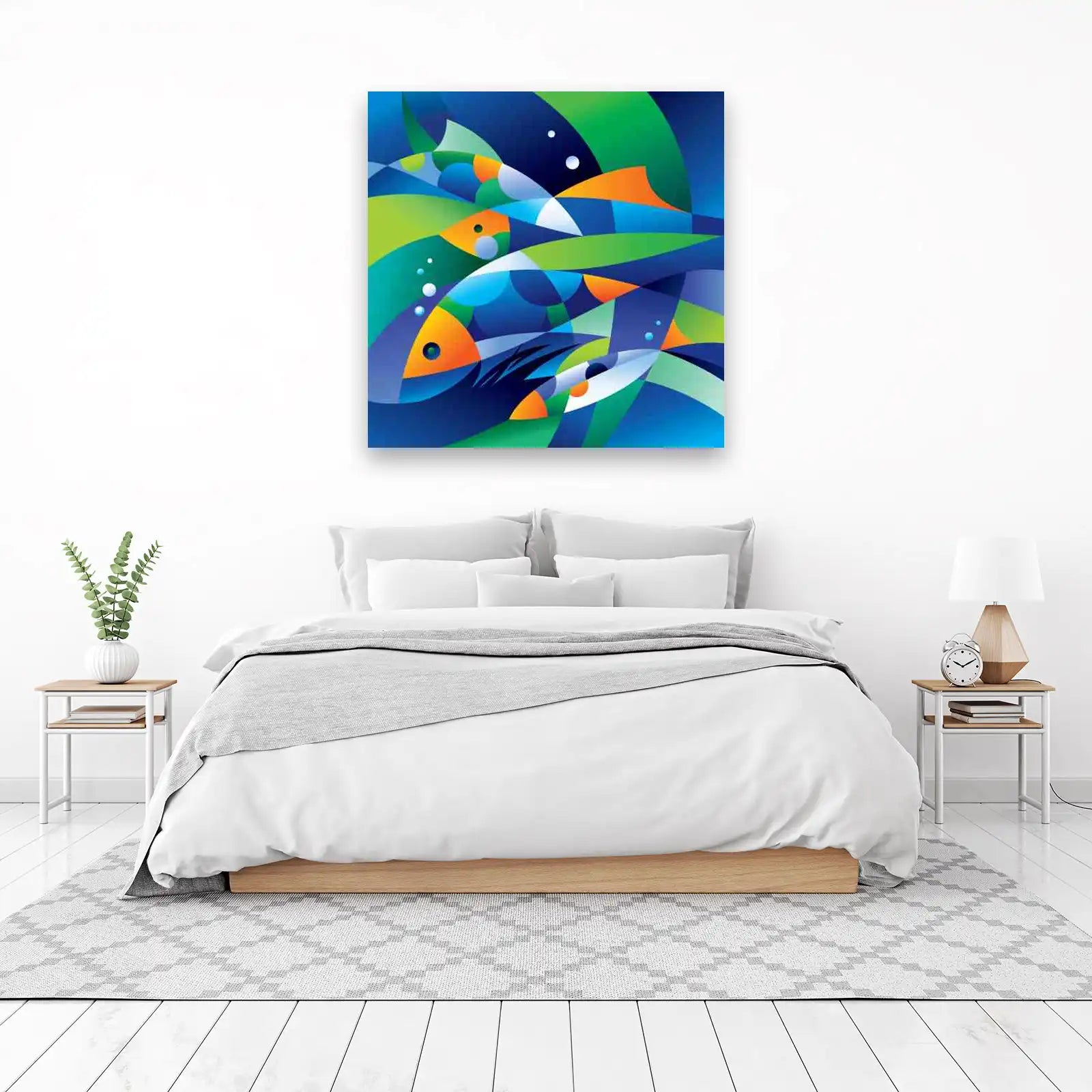 Abstract Fish School Wall Art
