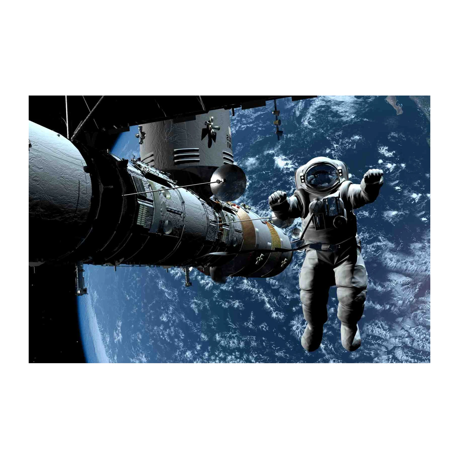Astronaut Floating Near Space Station Wall Art