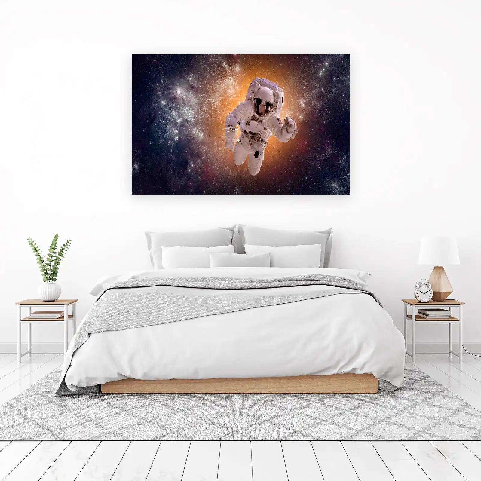 Astronaut in Space Nebula Wall Art