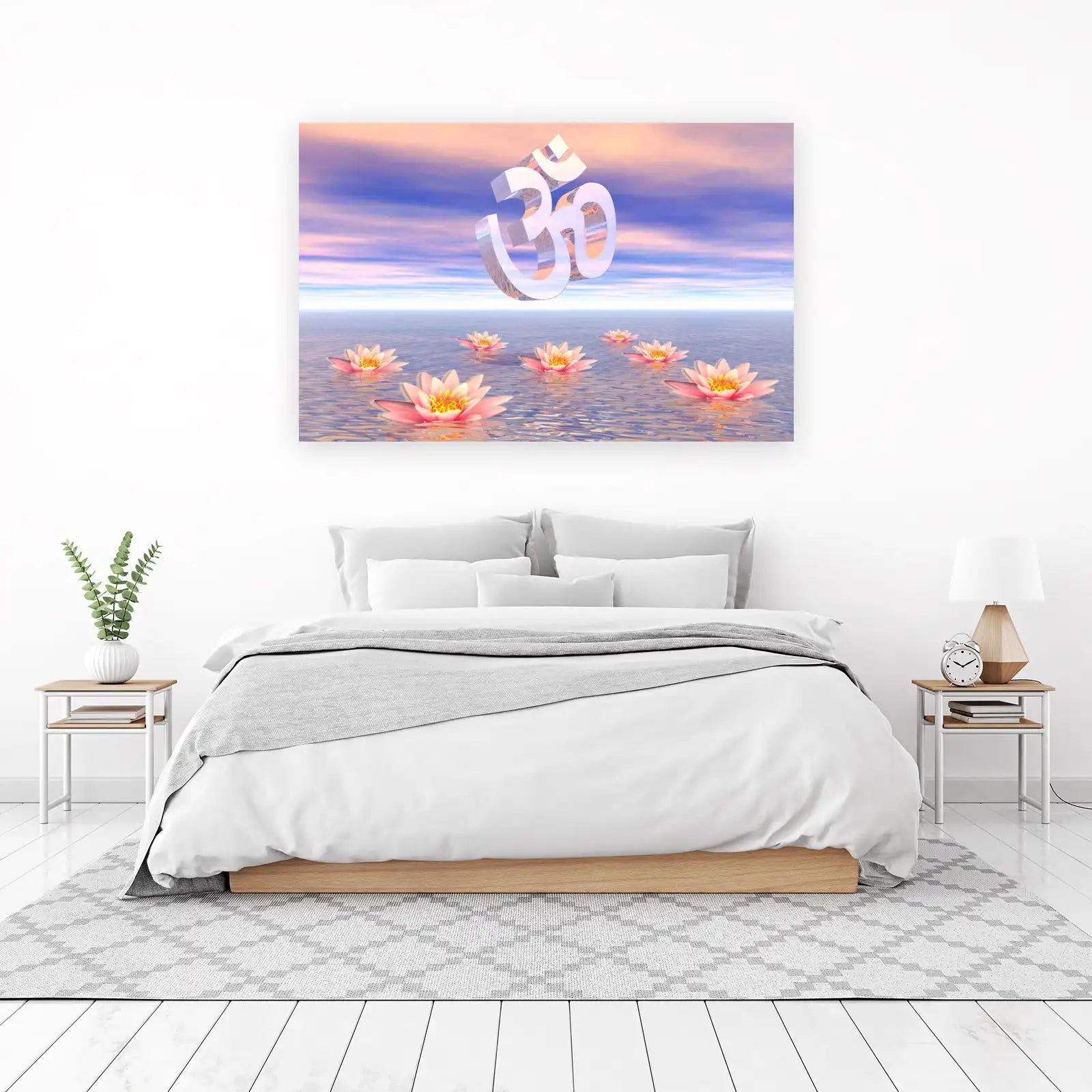 Serene Om & Lotus Water Wall Art