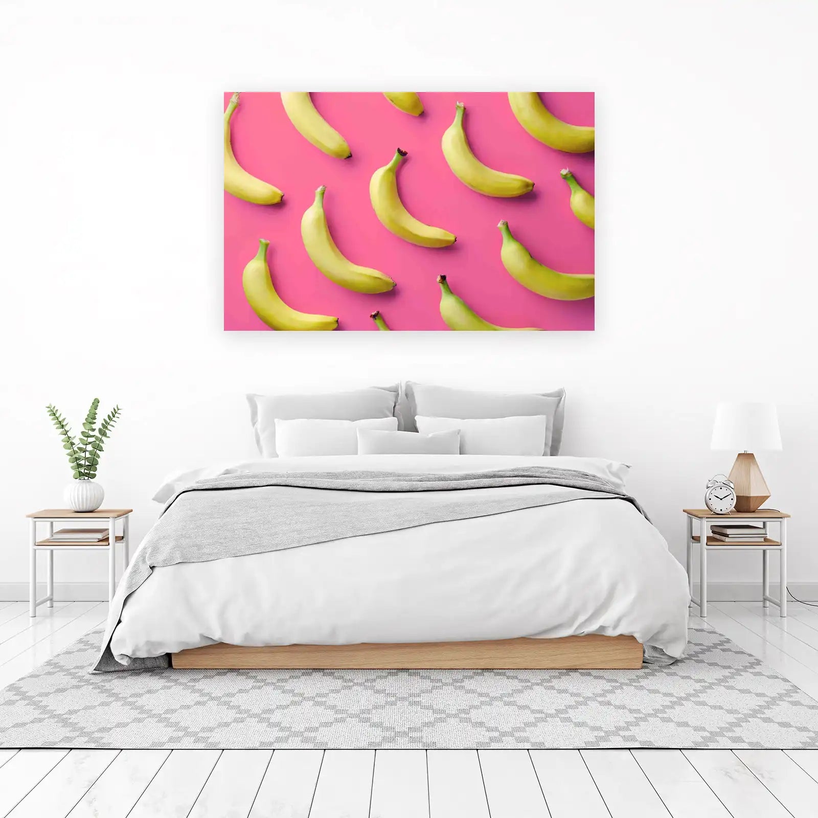 Vibrant Bananas on Pink Pop Art Wall Art