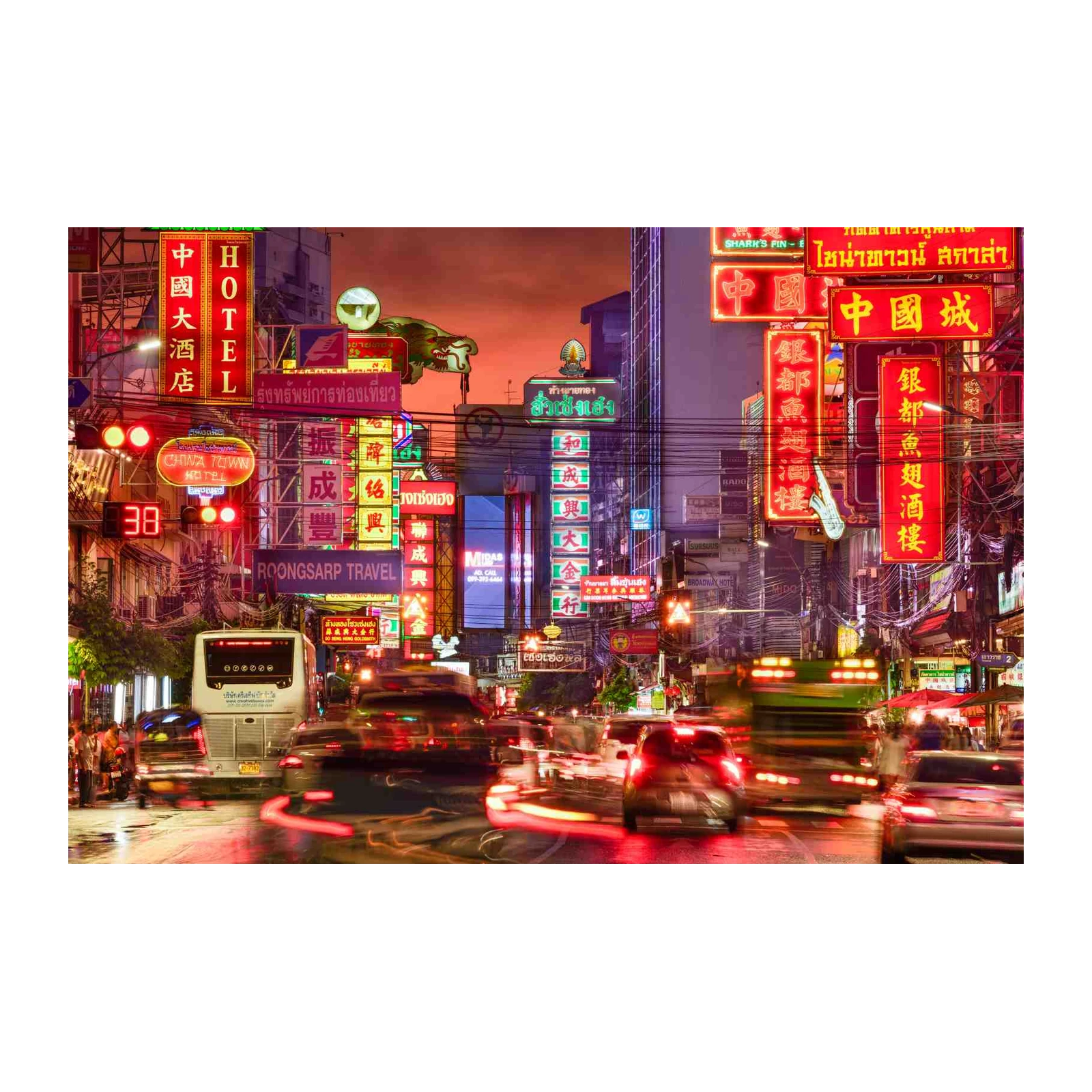 Vibrant Bangkok Chinatown Neon Cityscape Wall Art