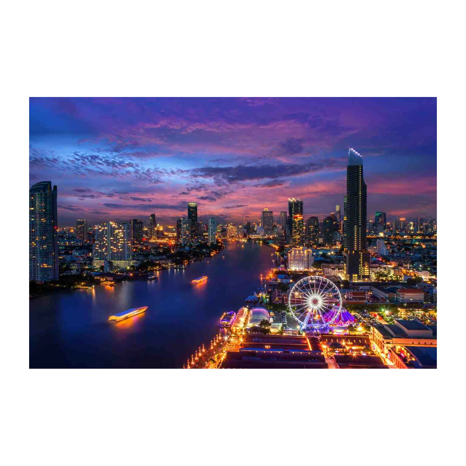 Bangkok Riverfront Ferris Wheel Wall Art