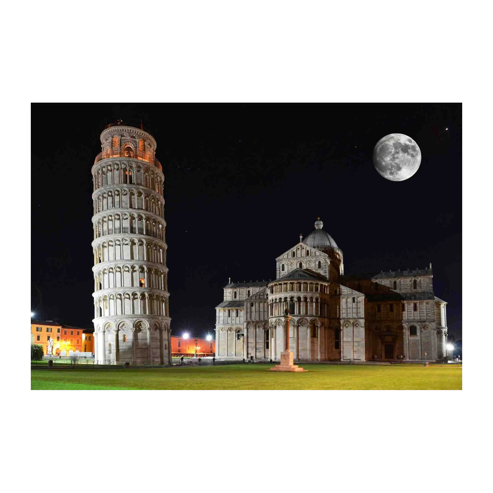 Leaning Tower of Pisa Night Moon Wall Art