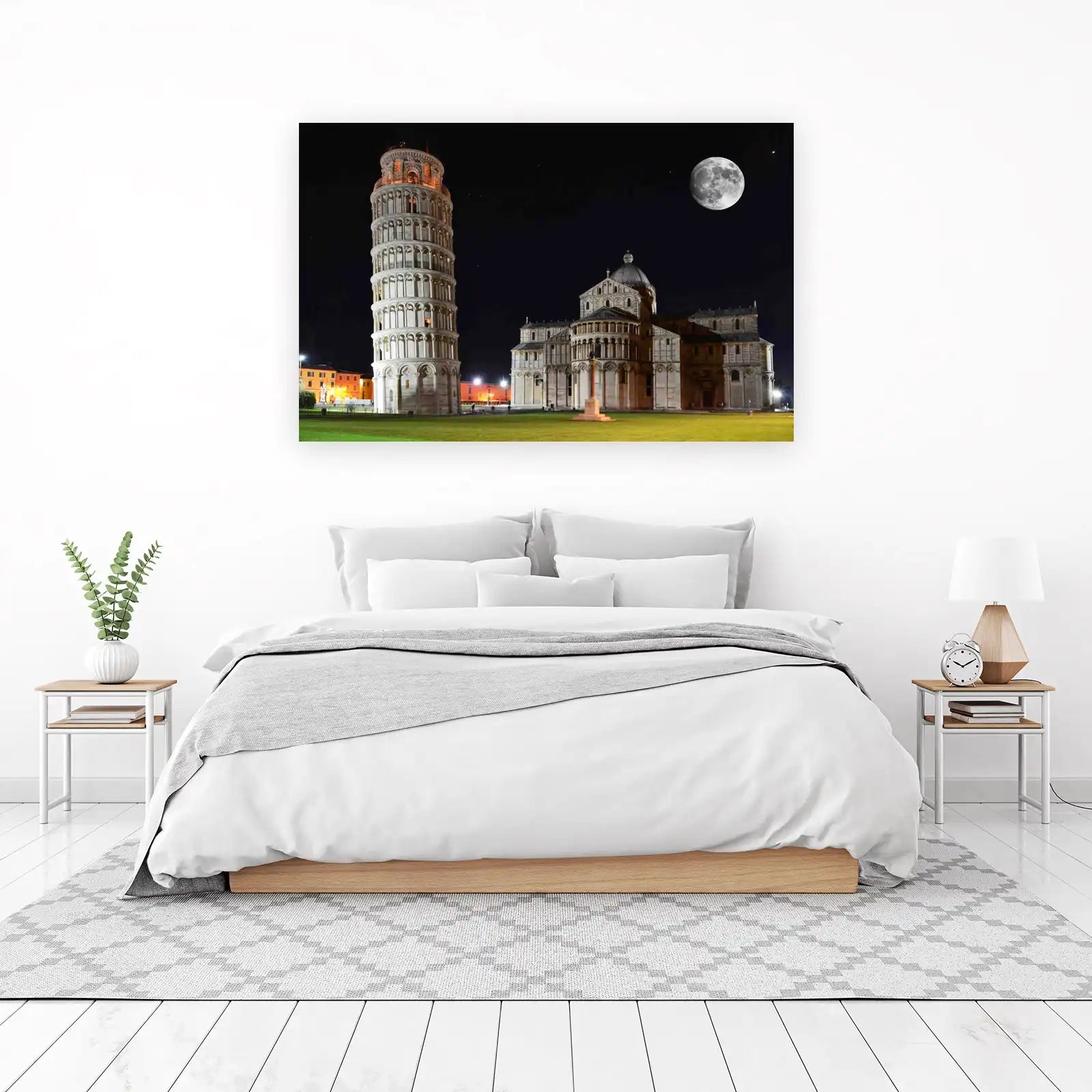 Leaning Tower of Pisa Night Moon Wall Art