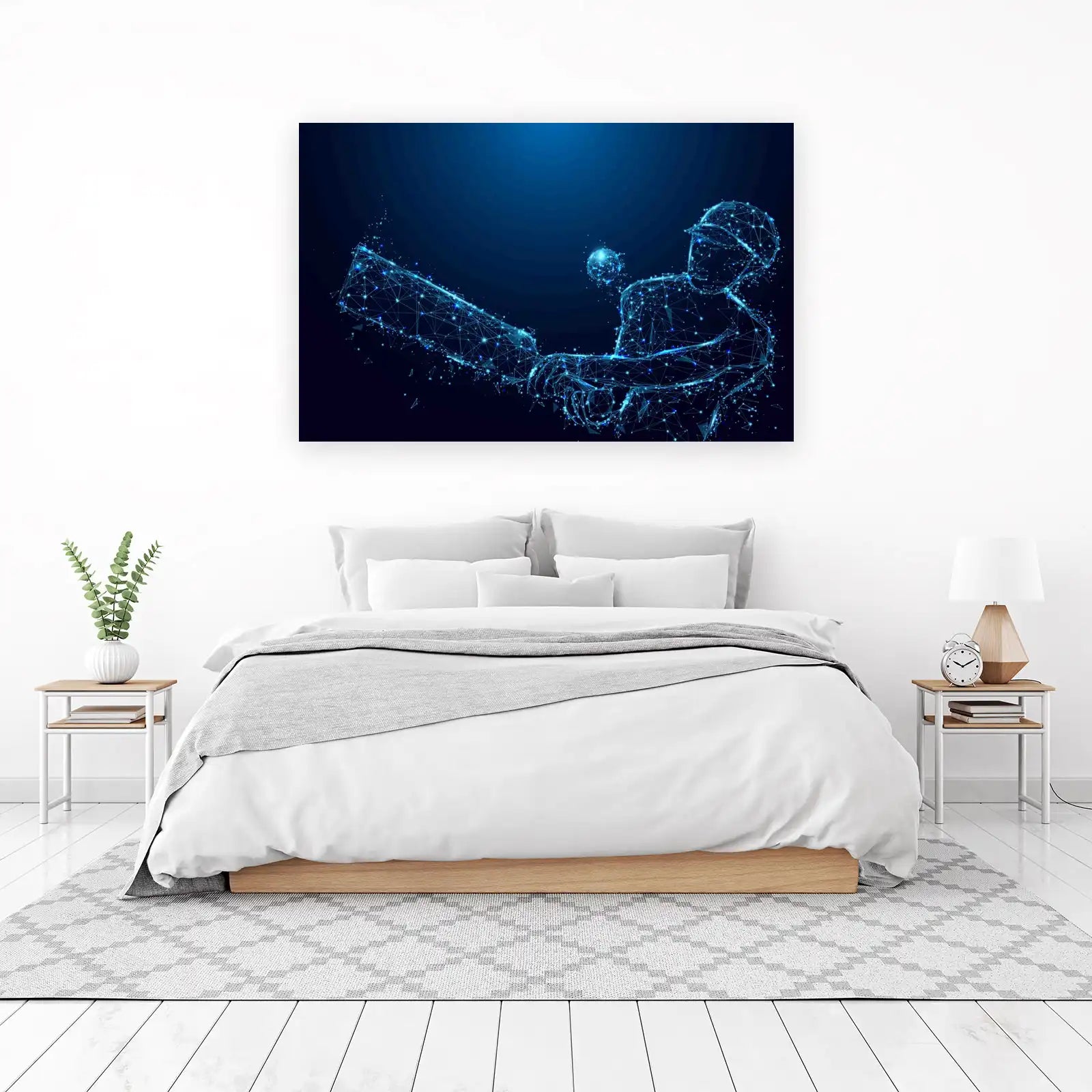 Abstract Cricket Player Geometric Art Wall Art
