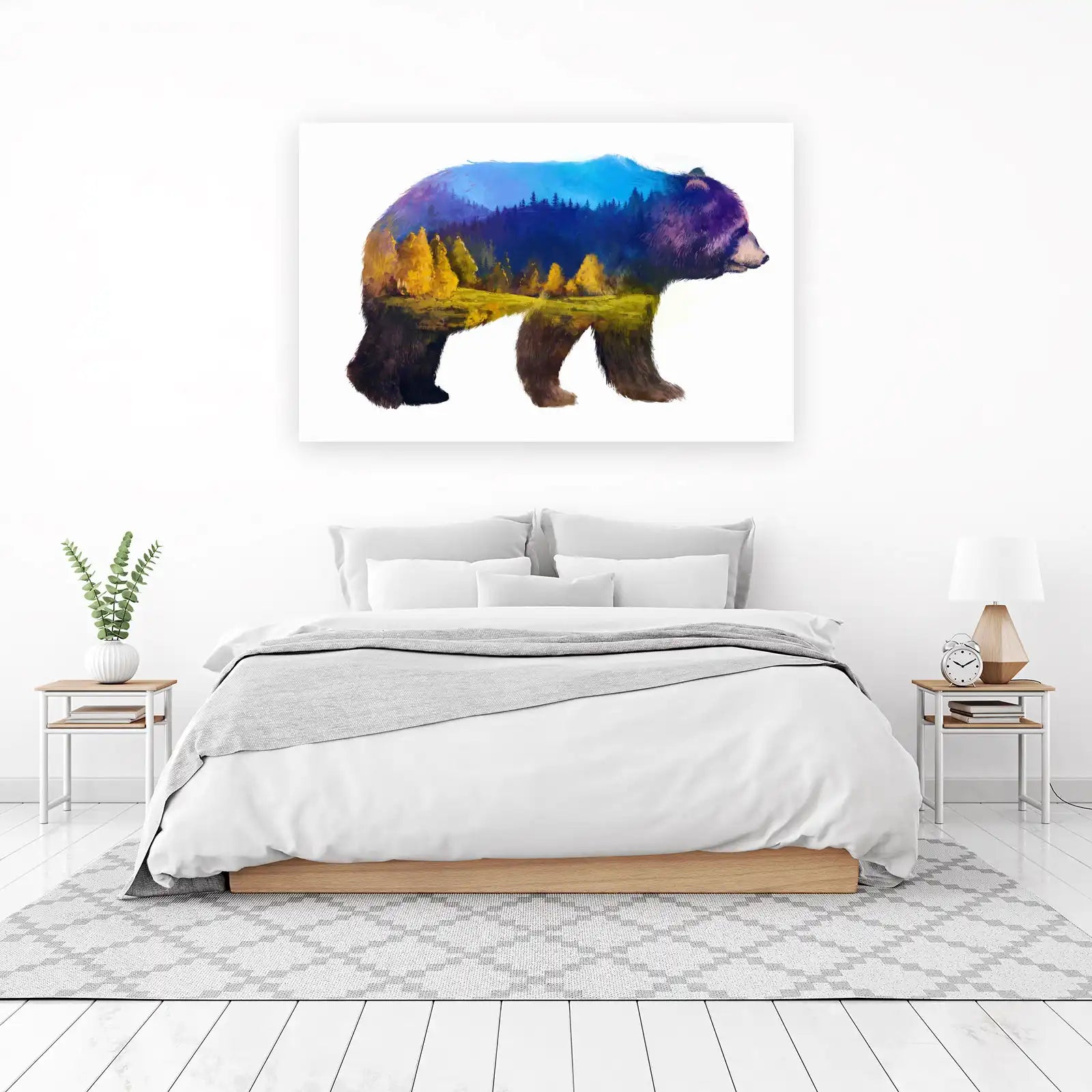 Majestic Bear Forest Double Exposure Wall Art