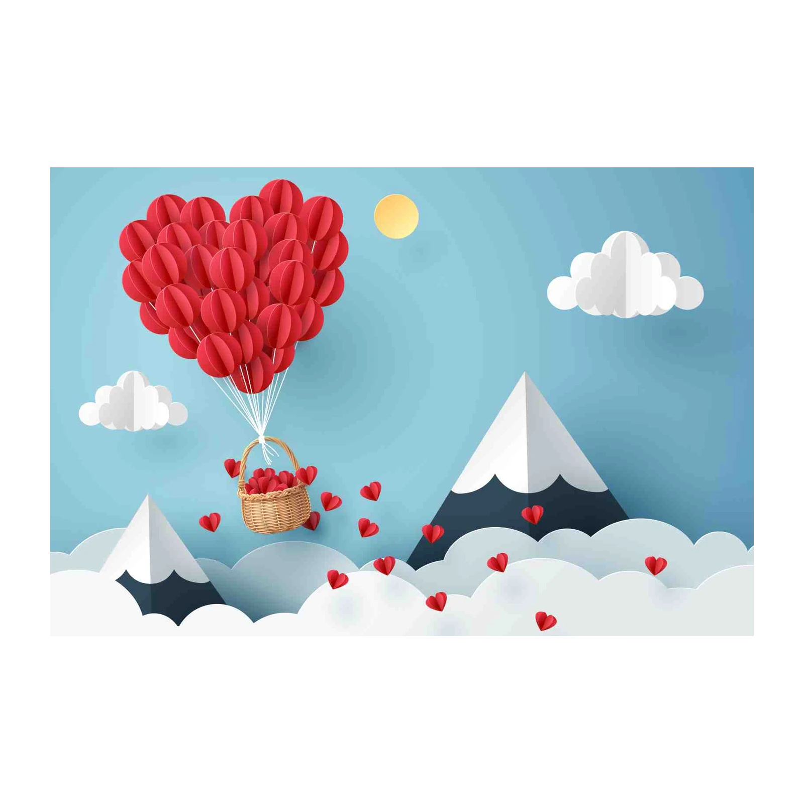 Heart Balloon Adventure Paper Art Wall Art