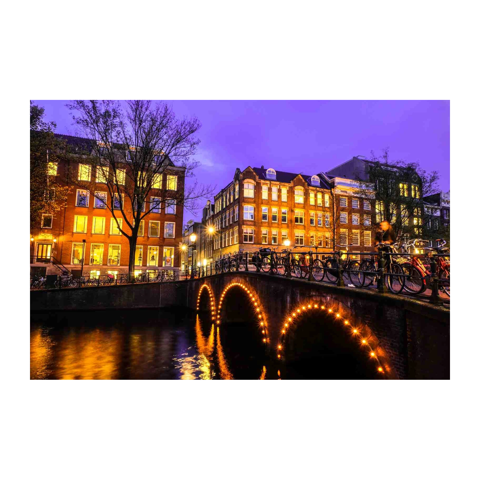 Amsterdam Canal Bridge Evening Glow Wall Art