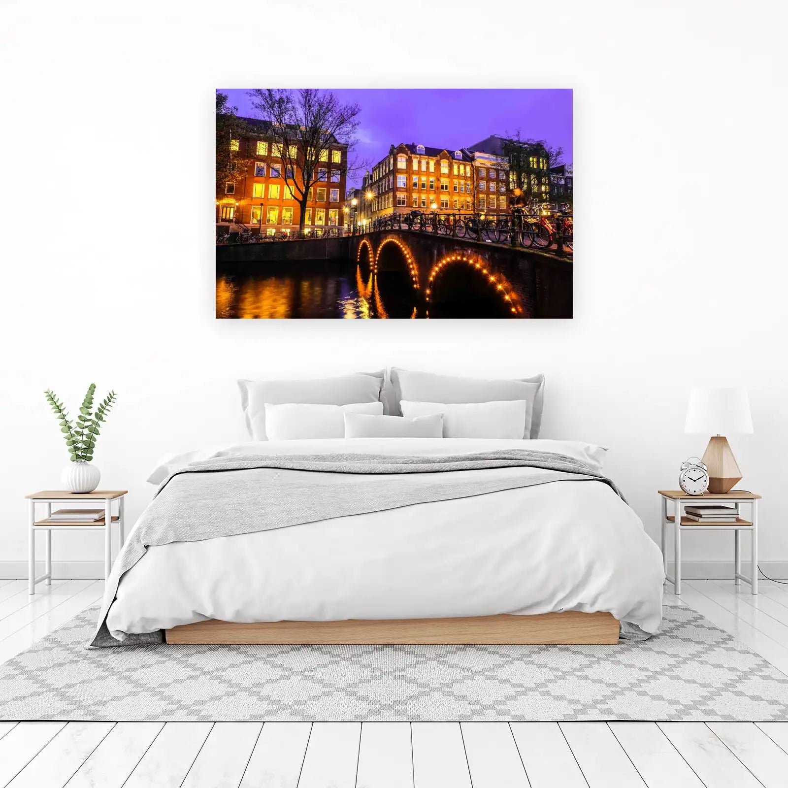Amsterdam Canal Bridge Evening Glow Wall Art