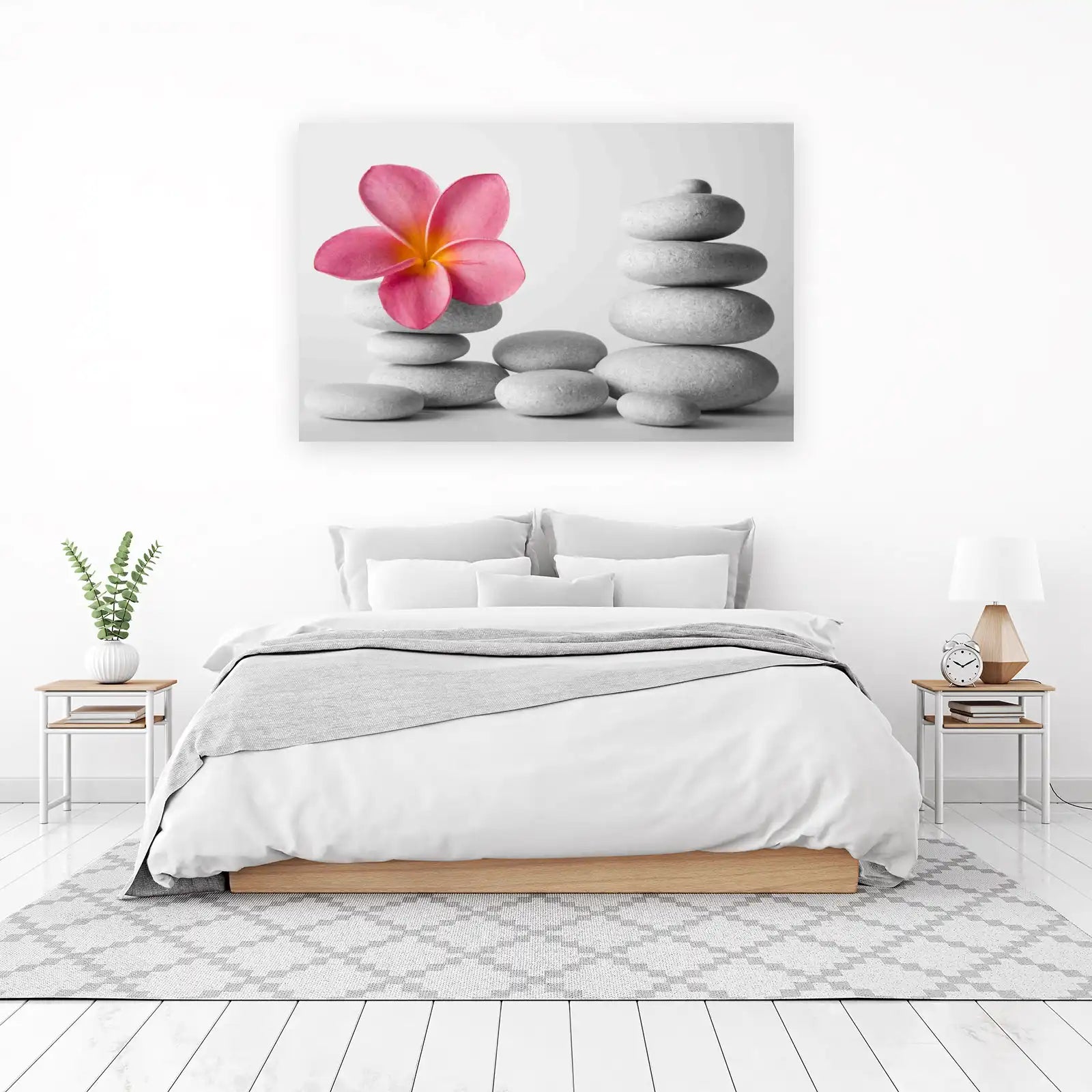 Zen Stone & Pink Flower Wall Art