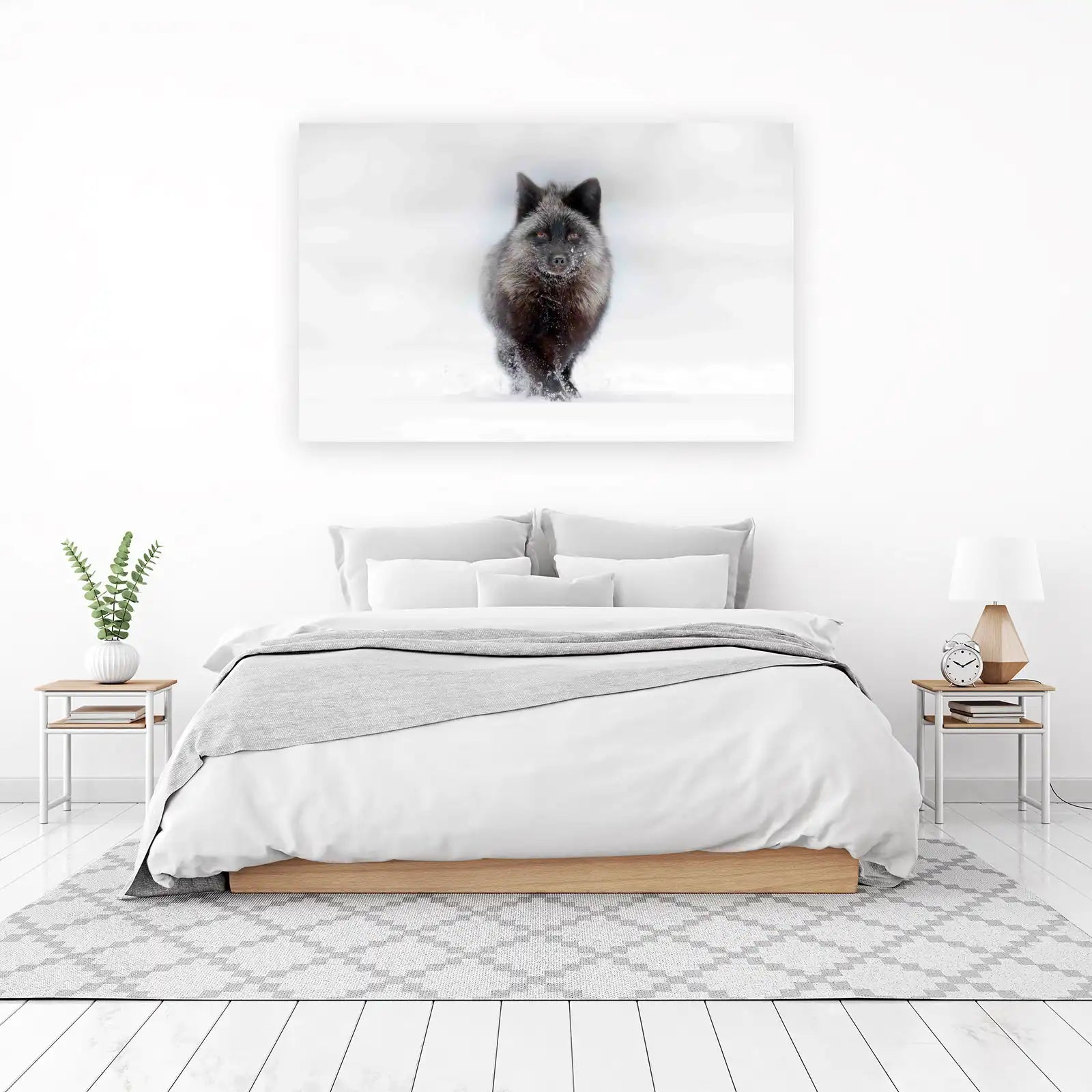Majestic Silver Fox in Snow Wall Art