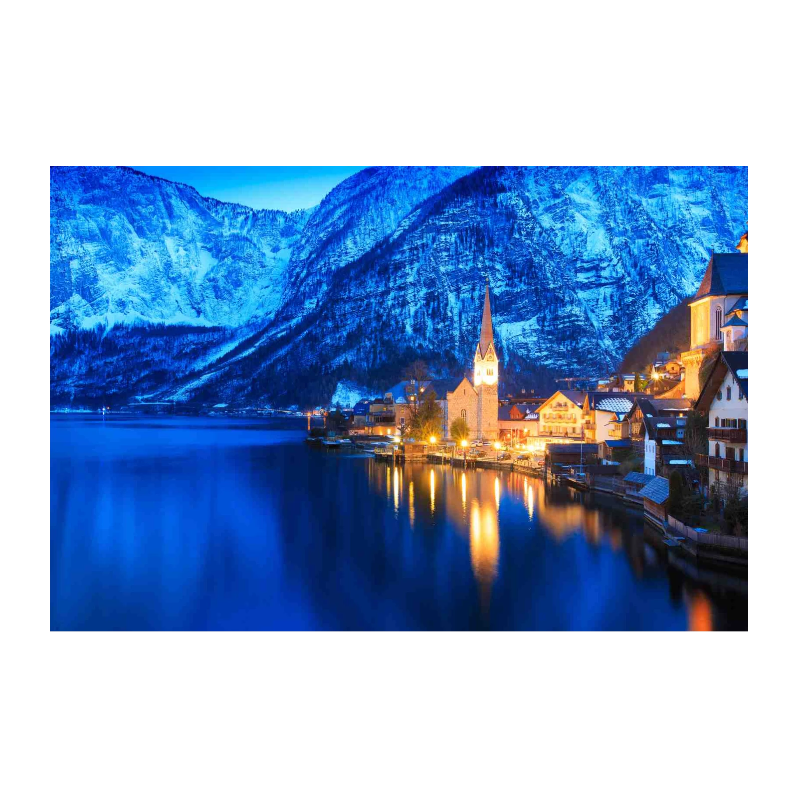Enchanting Hallstatt Winter Village Wall Art