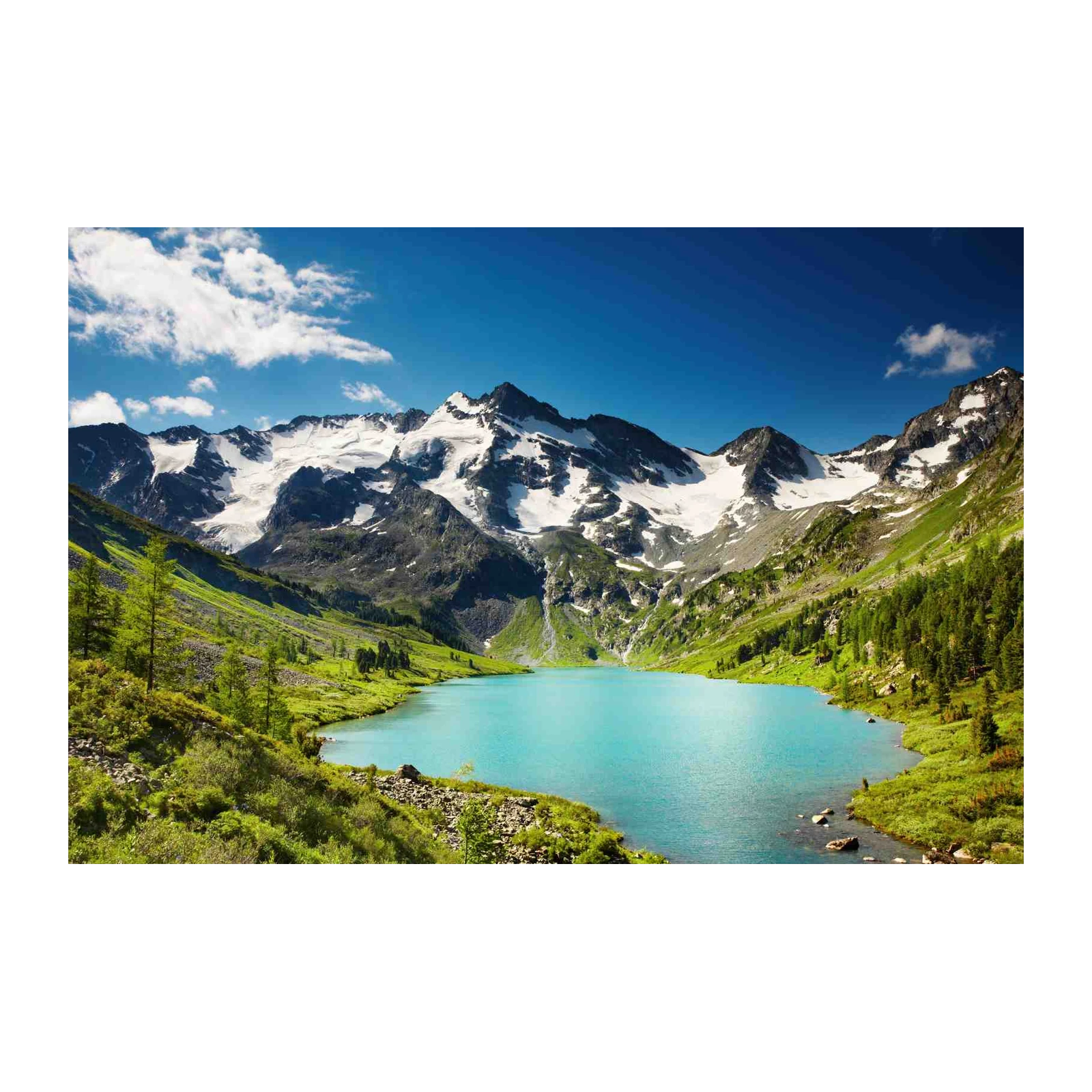 Turquoise Lake & Snowy Peaks Landscape Wall Art