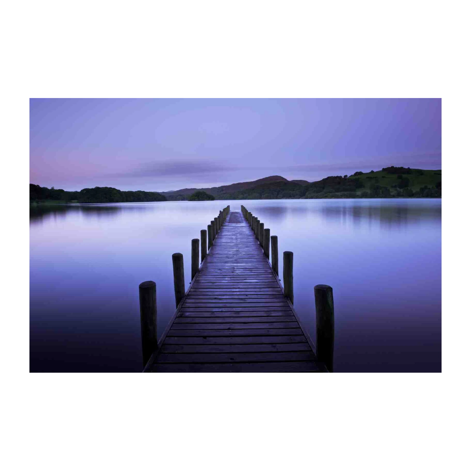 Serene Lake Dock Dusk Wall Art