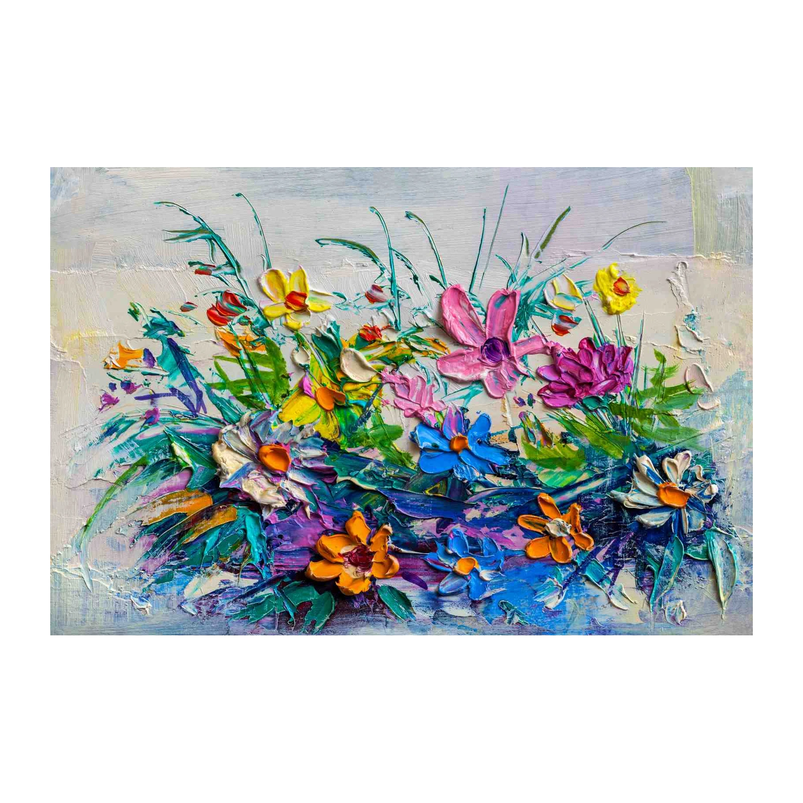 Impasto Floral Burst Wall Art