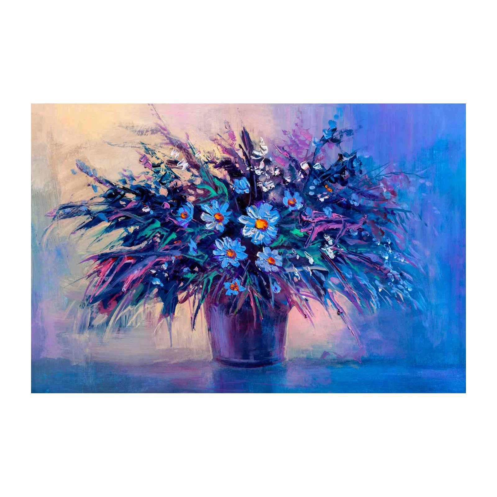 Vibrant Blue Floral Still Life Wall Art