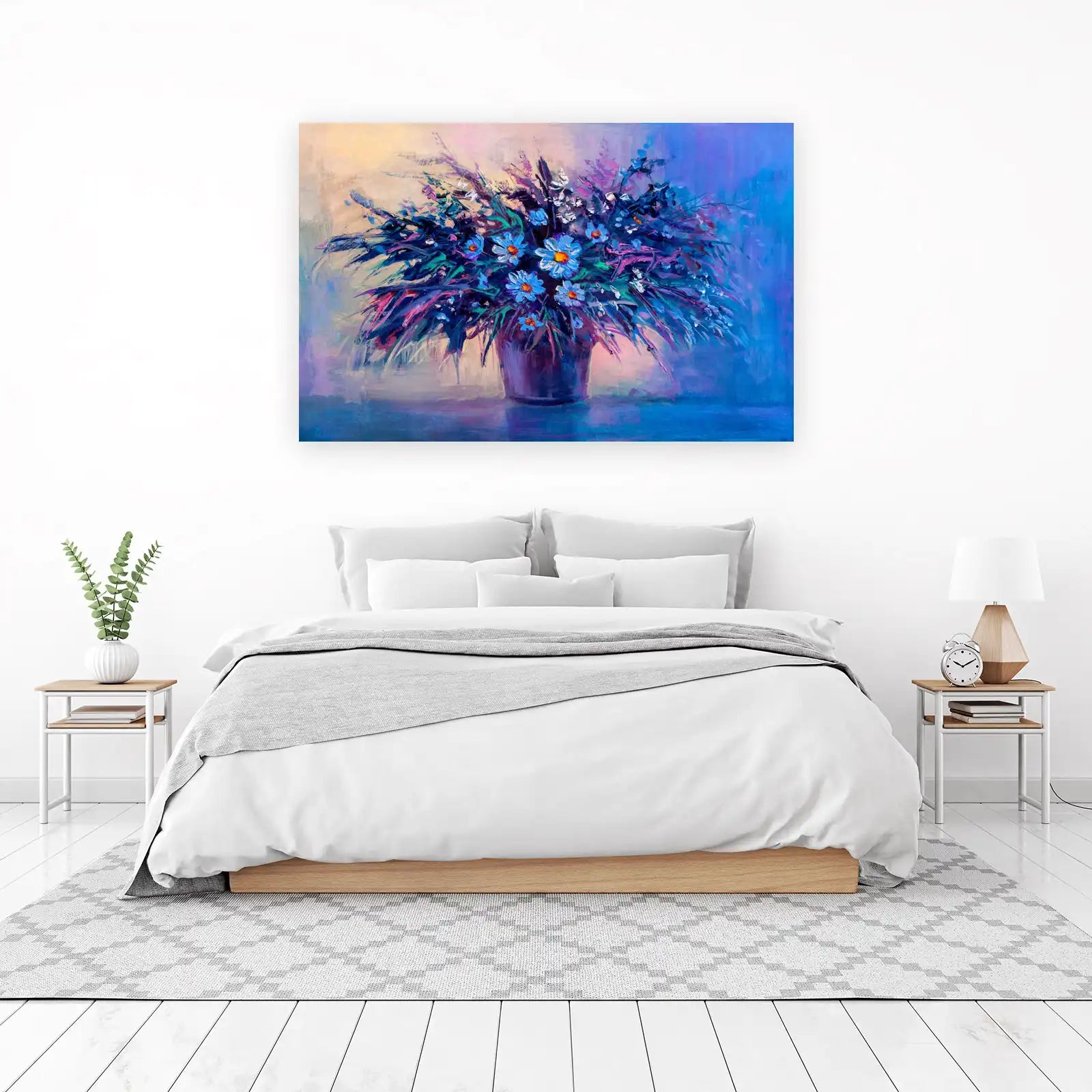 Vibrant Blue Floral Still Life Wall Art