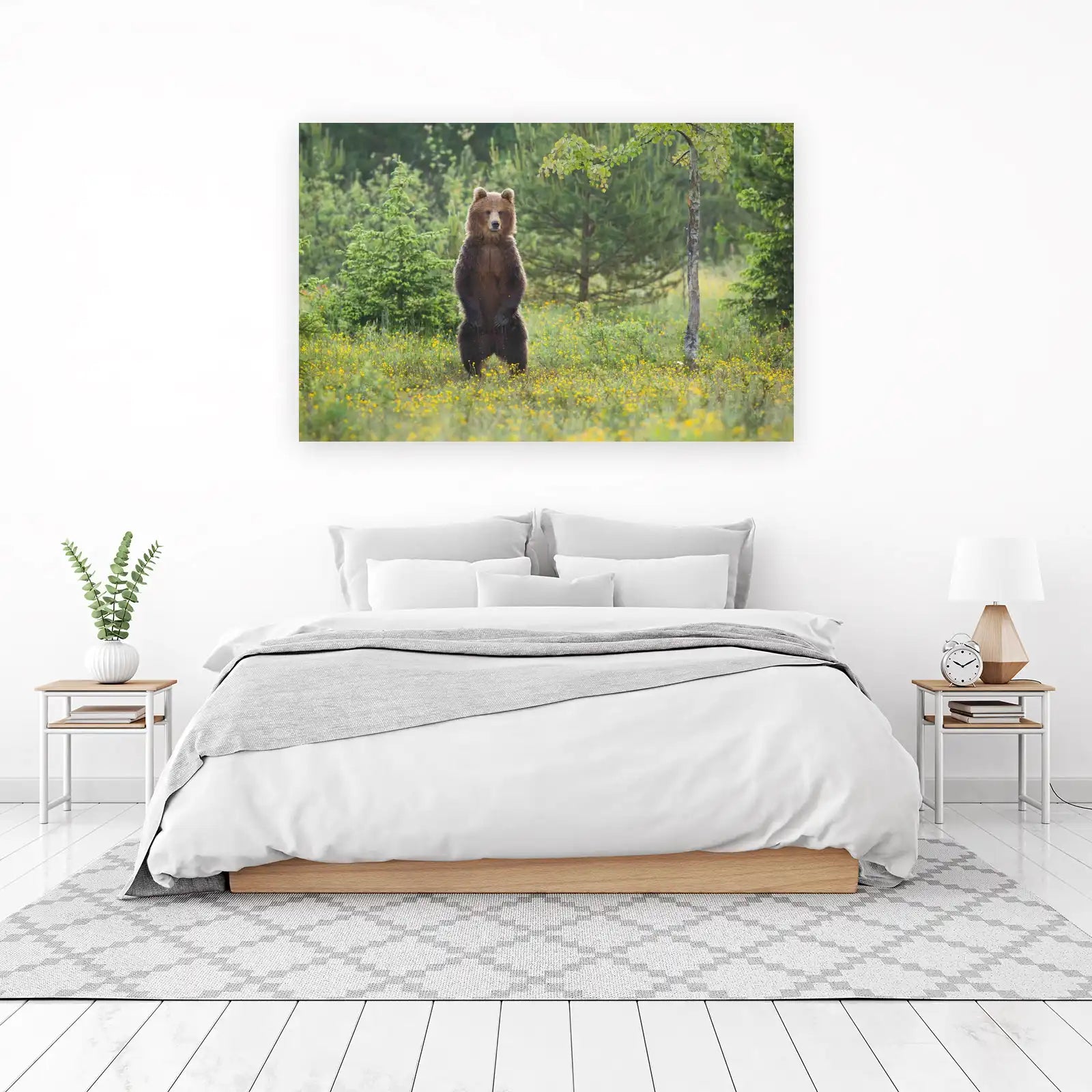 Majestic Brown Bear in Meadow Wall Art