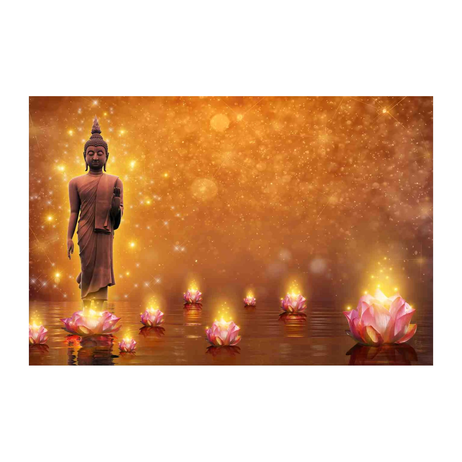 Serene Buddha Lotus Pond Wall Art
